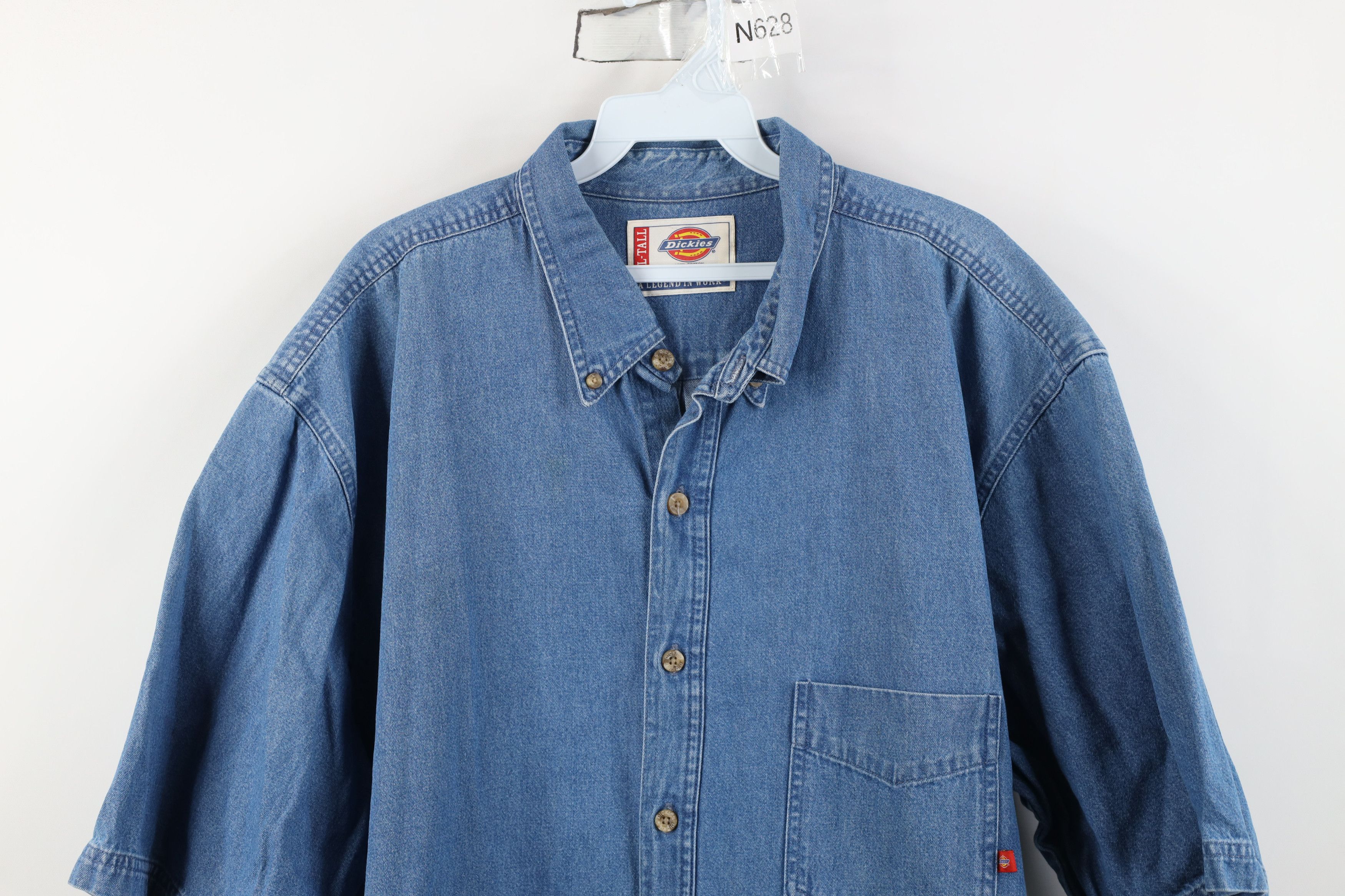 Dickies Vintage 90s Y2K Dickies Short Sleeve Denim Button Down Shirt Size US XXL / EU 58 / 5 - 2 Thumbnail