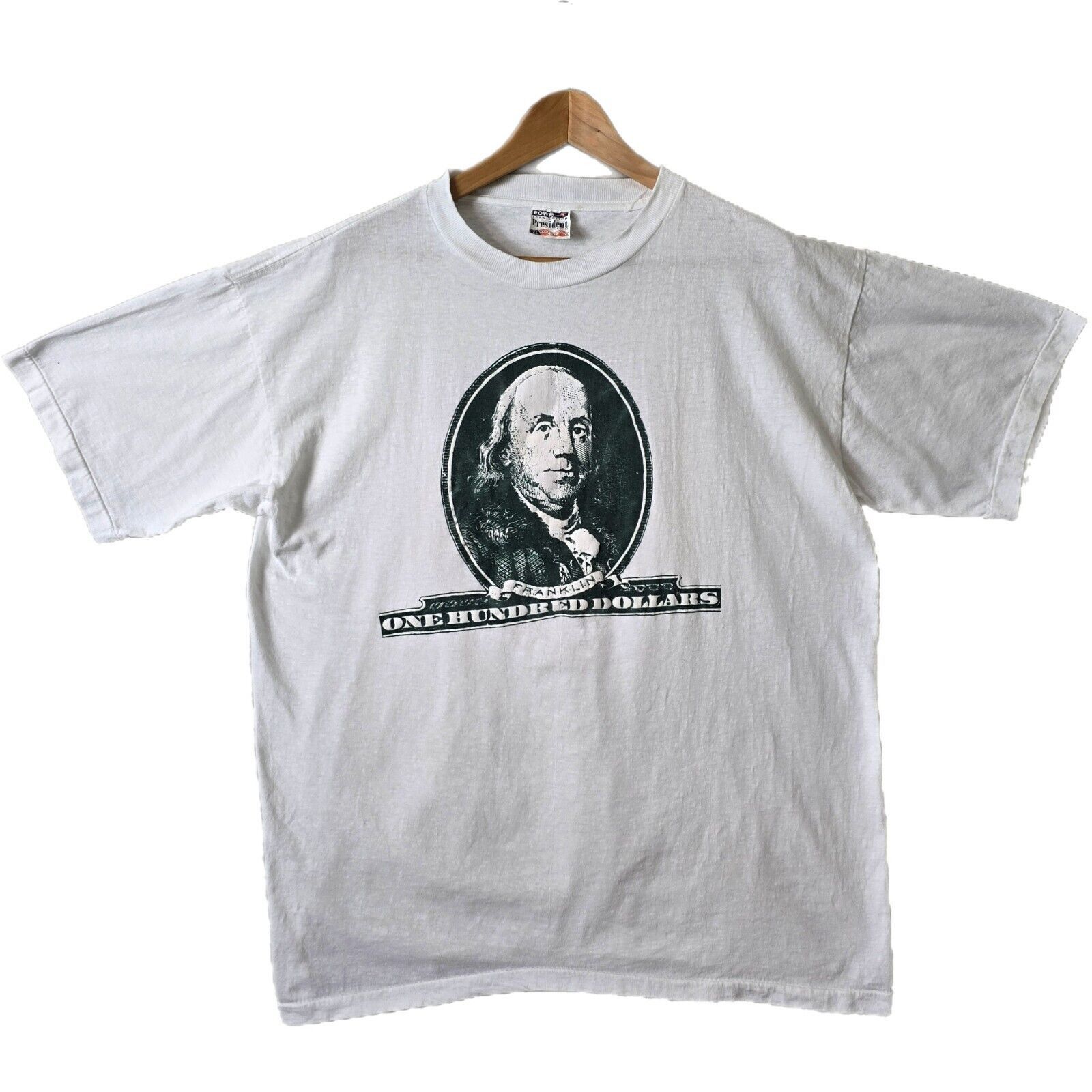 Vintage Vintage Benjamin Franklin 100 Hundred Dollar 90s Shirt XL Size US XL / EU 56 / 4 - 1 Thumbnail