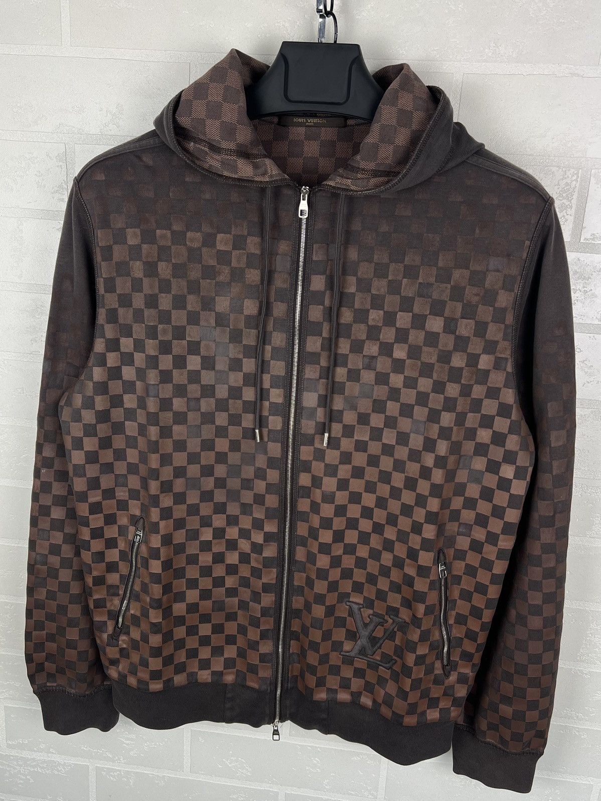 Louis Vuitton LOUIS VUITTON Zip Hoodie CUSTOM Damier Print LV Logo Brown Size US L / EU 52-54 / 3 - 7 Thumbnail