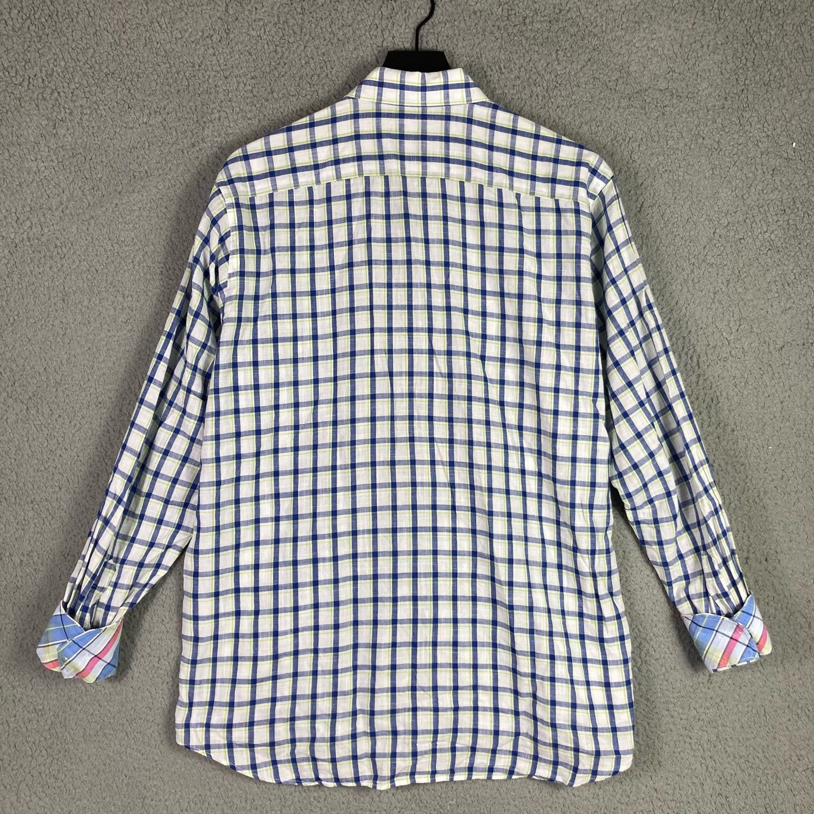Tailorbyrd Tailorbyrd Men's Button Down Shirt White & Blue Plaid Size L Size US L / EU 52-54 / 3 - 7 Thumbnail