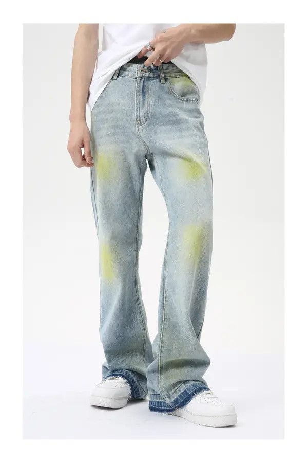 Jean Hip-hop street painting contrast color flared washed jeans Size US 32 / EU 48 - 8 Thumbnail