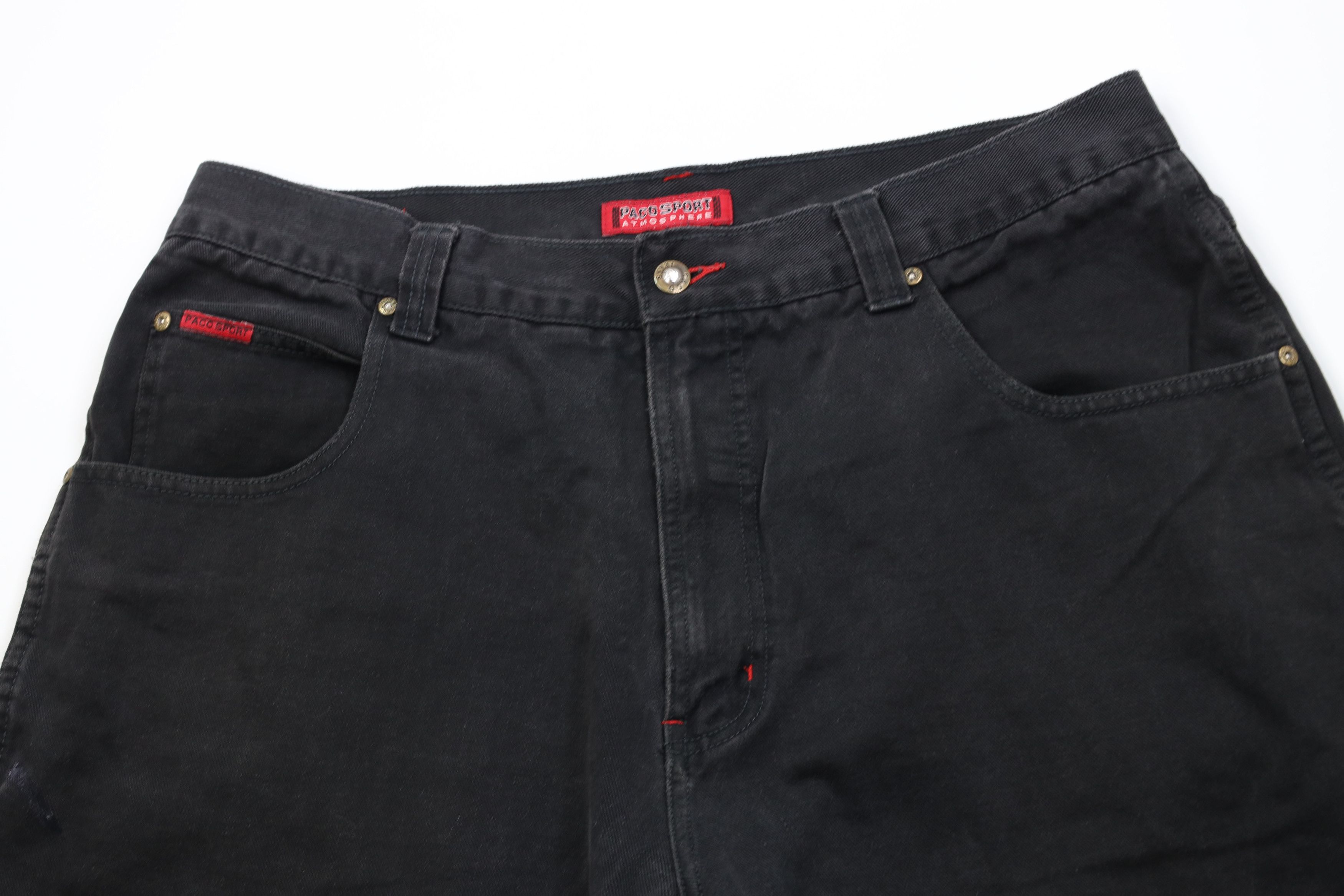 Vintage Vintage 90s Y2K Paco Sports Fit Denim Jean Shorts Black Size US 38 / EU 54 - 2 Thumbnail