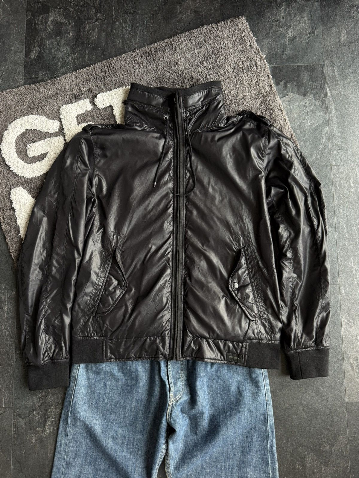Diesel Diesel Black Nylon Bomber Jacket Y2K Vintage Avant Garde Size US L / EU 52-54 / 3 - 2 Thumbnail
