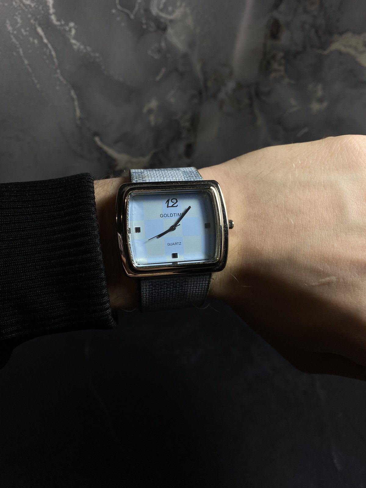 Jewelry × Vintage Goldtime Square Quartz Watch Checkered Strap Vintage Size ONE SIZE - 3 Thumbnail