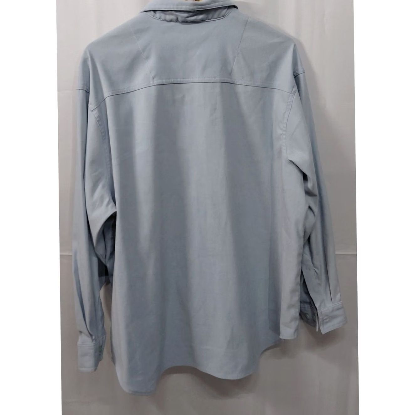 Bill Blass BILL BLASS Shirt Button-Up Solid Knit Stretch Long Sleeve Men XL Blue Casual, Business Dress Shirt, Cotton Polyester, Regular Fit Size US XL / EU 56 / 4 - 2 Thumbnail