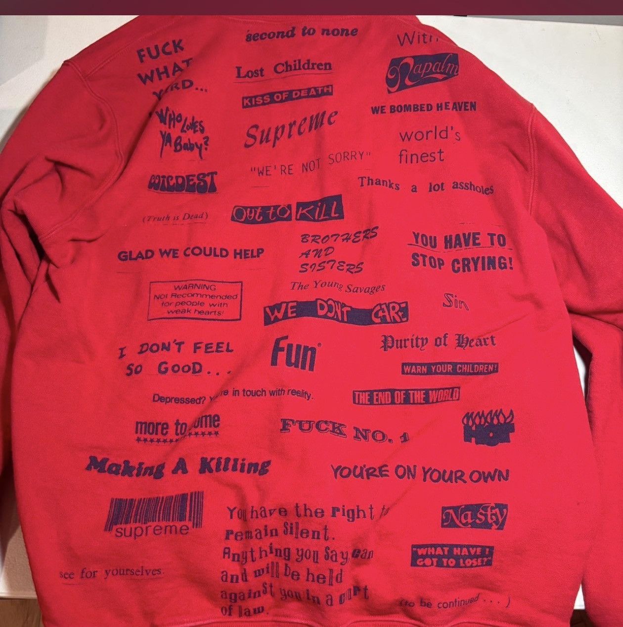 Supreme STOP CRYING RED HOODIE SUPREME Size US L / EU 52-54 / 3 - 2 Thumbnail