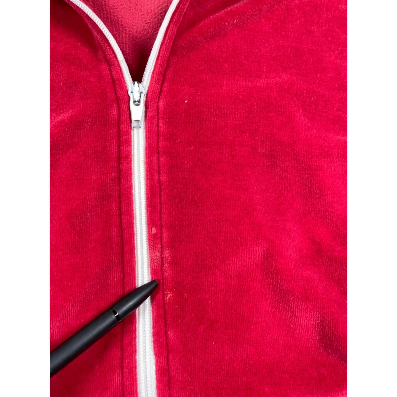 Pierre Cardin VINTAGE Pierre Cardin Velour Track Jacket Women Medium Dark Red White Retro Full Zip Unlined 80s Size M / US 6-8 / IT 42-44 - 5 Thumbnail