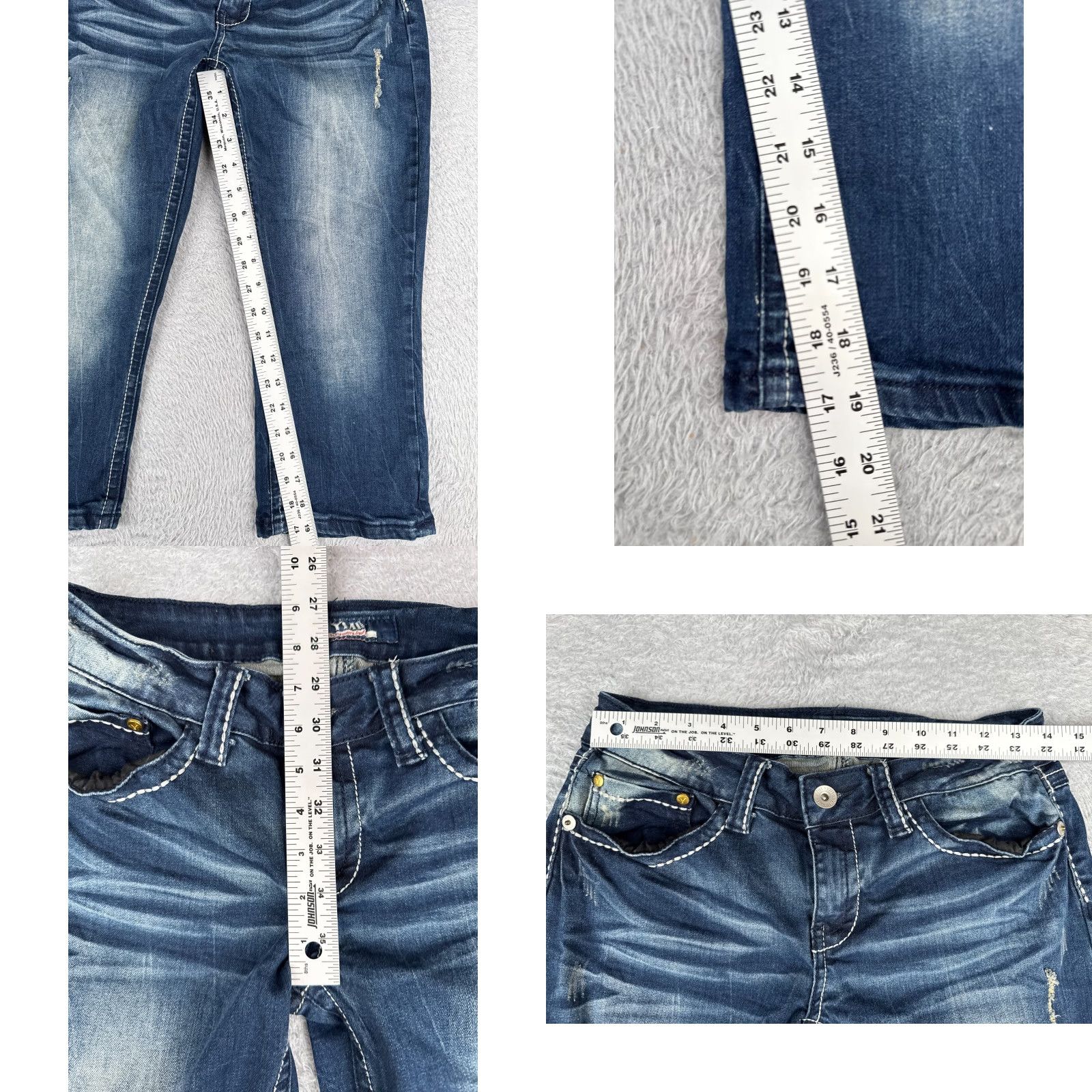 Vintage N62 Jeans Womens Capri Denim Distressed Low Rise 28x22 Blue Cotton Blend 4 YMI Womens Jeans Capris Distressed 5-Pocket Size 27" / US 4 / IT 40 - 8 Thumbnail