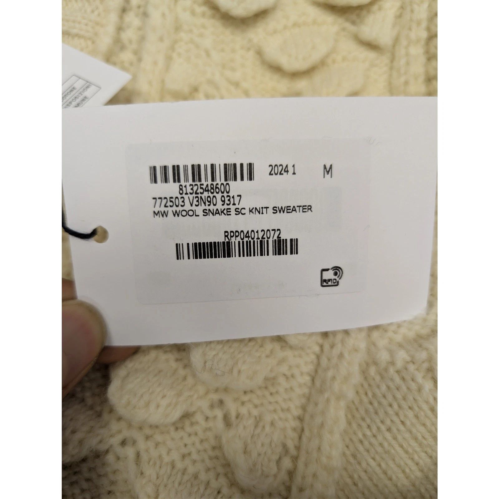 Bottega Veneta o1rshd1 Men Wear Wool Snake Knit Sweater in Dove Size US M / EU 48-50 / 2 - 18 Thumbnail