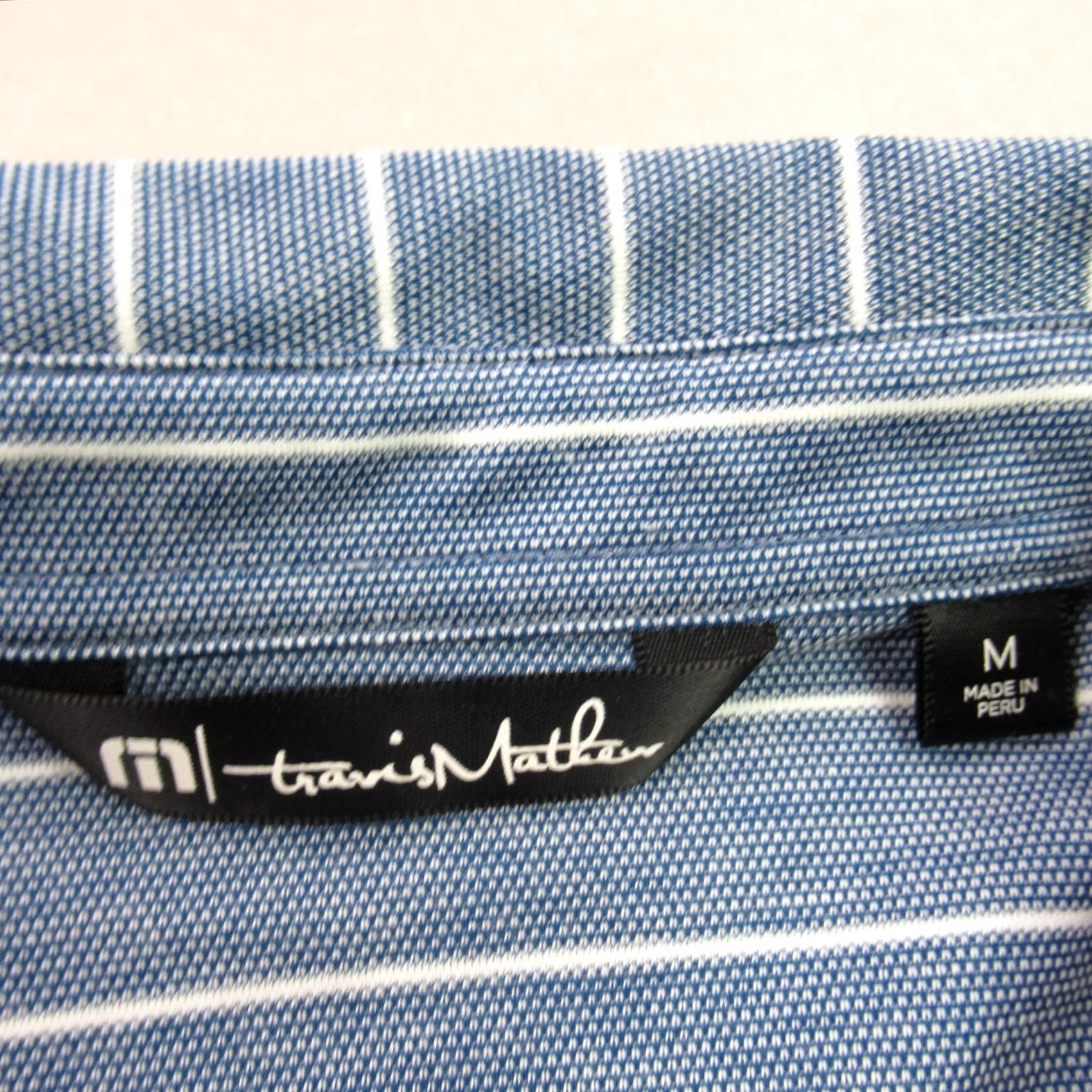 TravisMathew Travis Mathew Polo Shirt Mens Medium Short Sleeve Stripes Blue Outdoor Golf Shirt Size US M / EU 48-50 / 2 - 4 Thumbnail