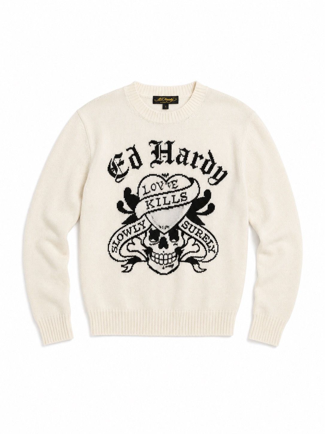 Ed Hardy Ed Hardy Big Logo Knitted Sweater Big Logo Cream Oversize Size US XS / EU 42 / 0 - 1 Thumbnail