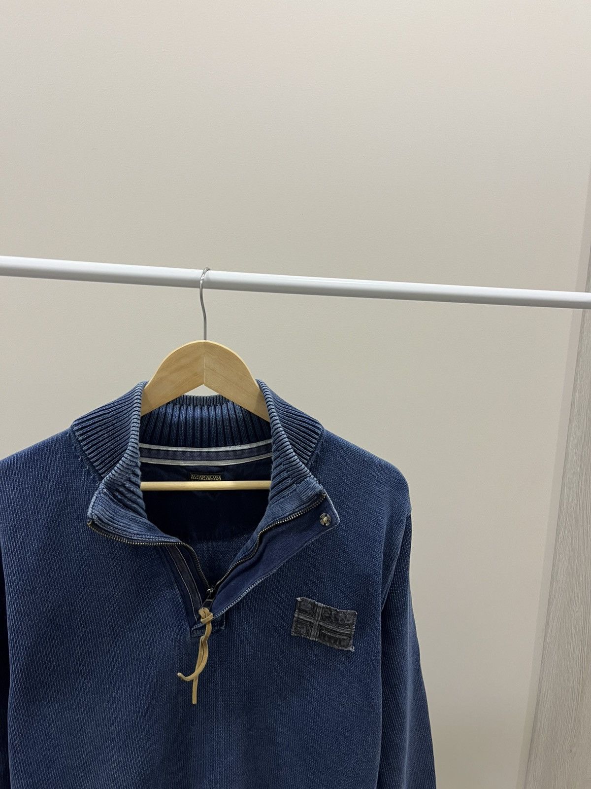 Napapijri NAPAPIJRI GEOGRAPHIC BLUE KNIT ZIP SWEATER OUTDOOR PULLOVER Size US XL / EU 56 / 4 - 2 Thumbnail
