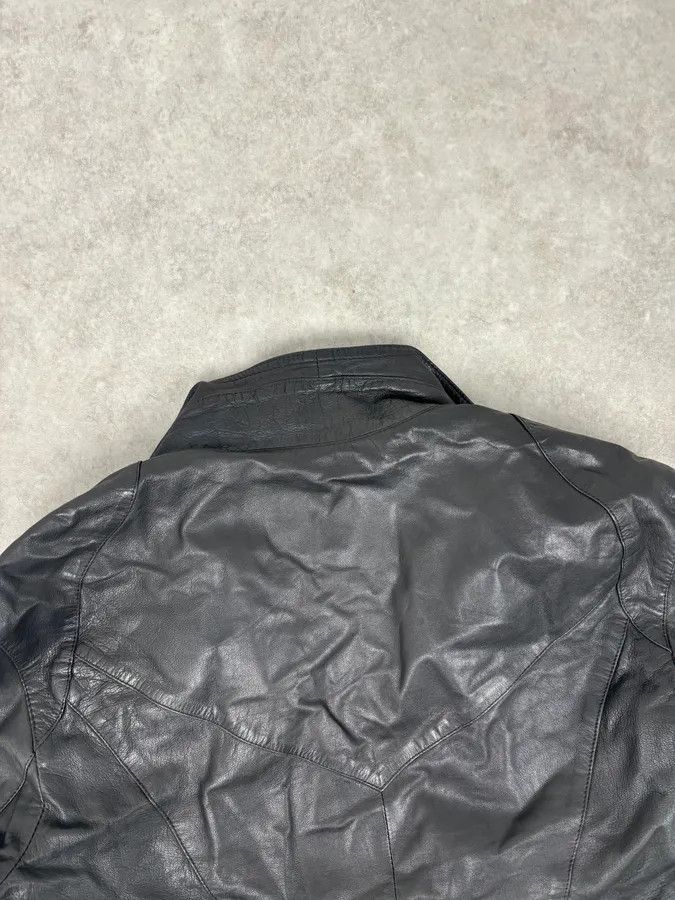 Armani 2000s Armani Black High-Neck Avant-Garde Leather Jacket Size US S / EU 44-46 / 1 - 8 Thumbnail