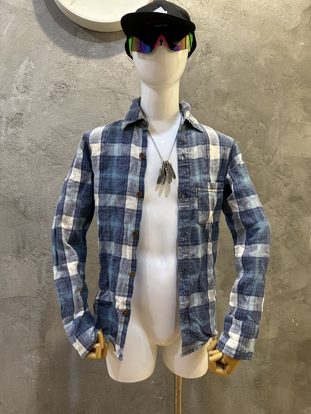 Blue Blue Japan Blue Blue Japan Indigo Dyed Flannel Button Up Shirt Size US M / EU 48-50 / 2 - 1 Thumbnail