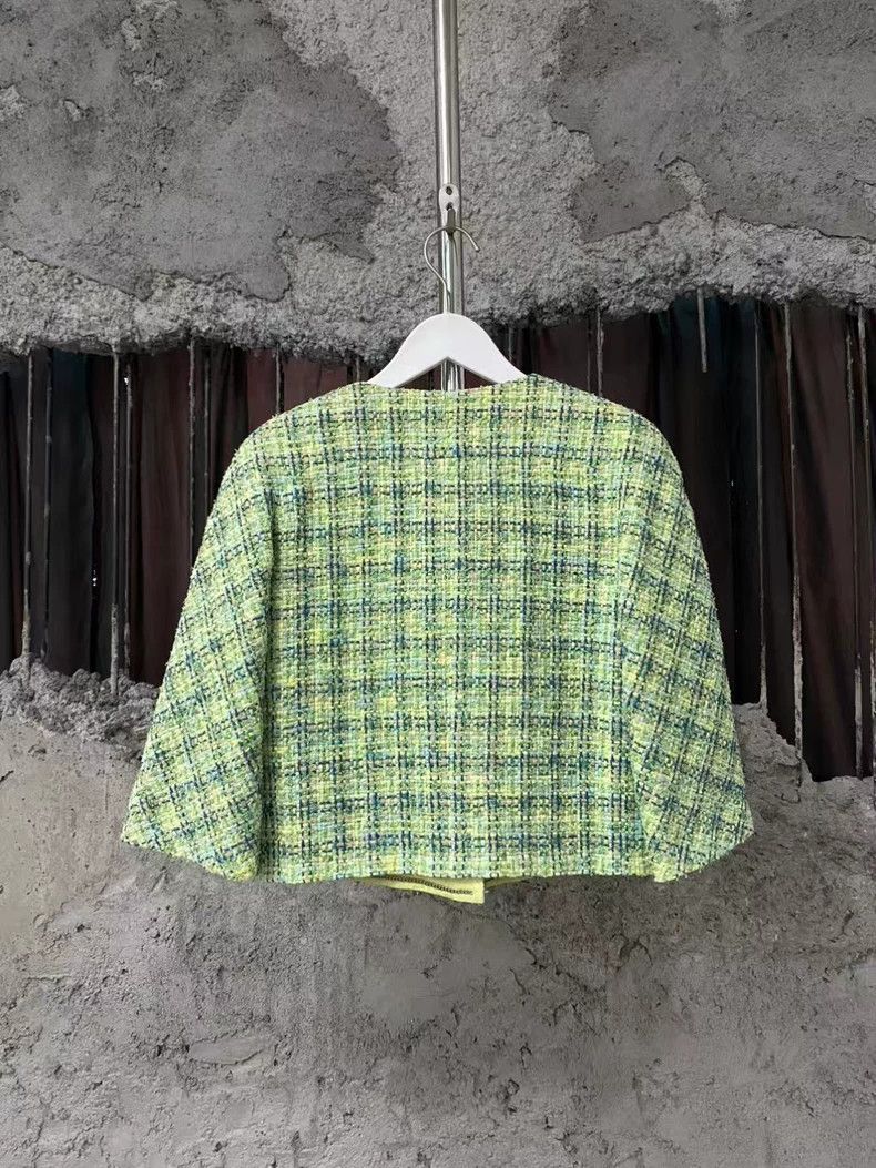 Chanel Chanel Short green tweed three-quarter sleeve coat Size XXS / US 00 / IT 34 - 2 Thumbnail