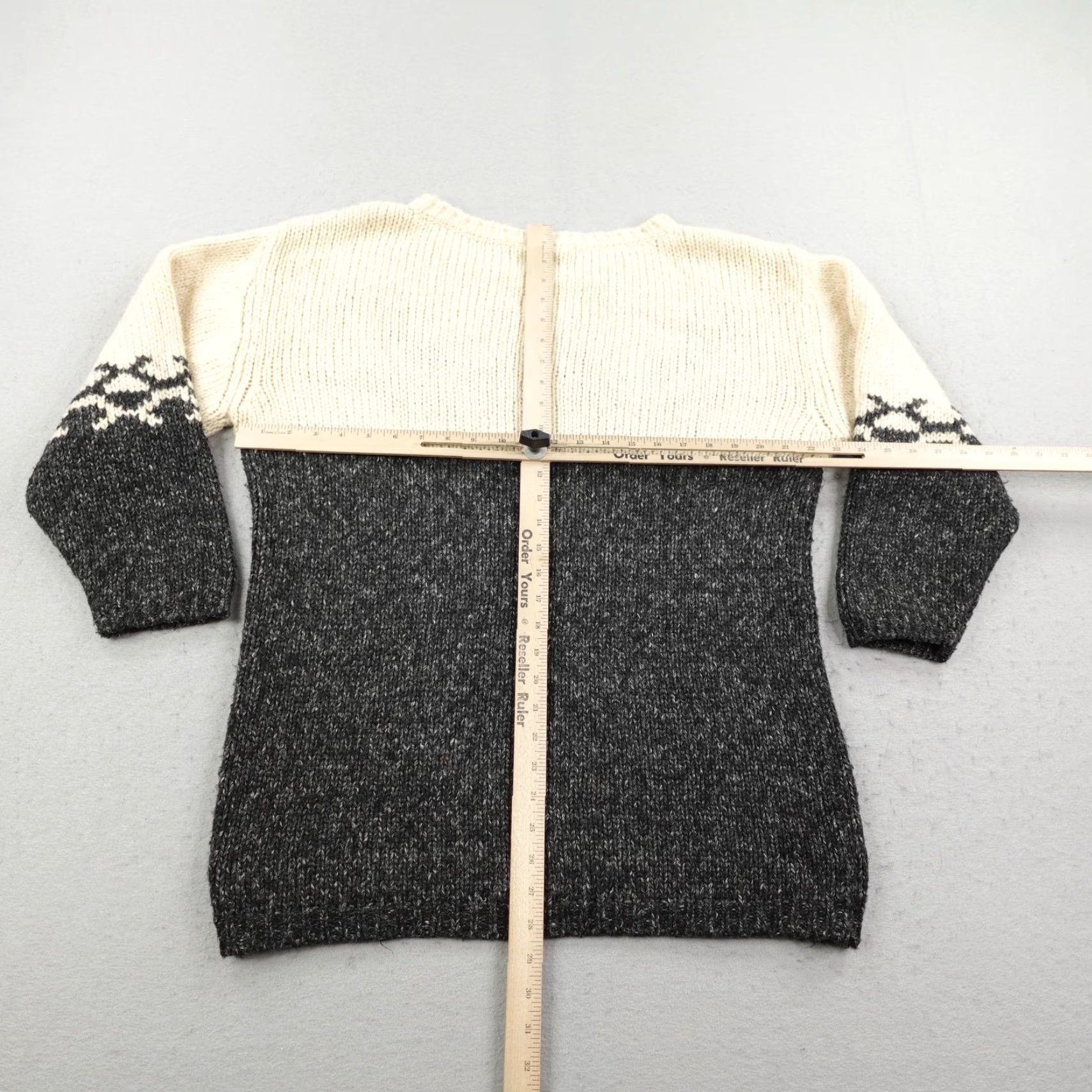 Ganni Ganni Sweater Womens XL Gray Beige Fair Isle Wool Blend Crew Neck 3/4 Sleeve Knit Pullover Casual Womens Size L / US 10 / IT 46 - 4 Thumbnail