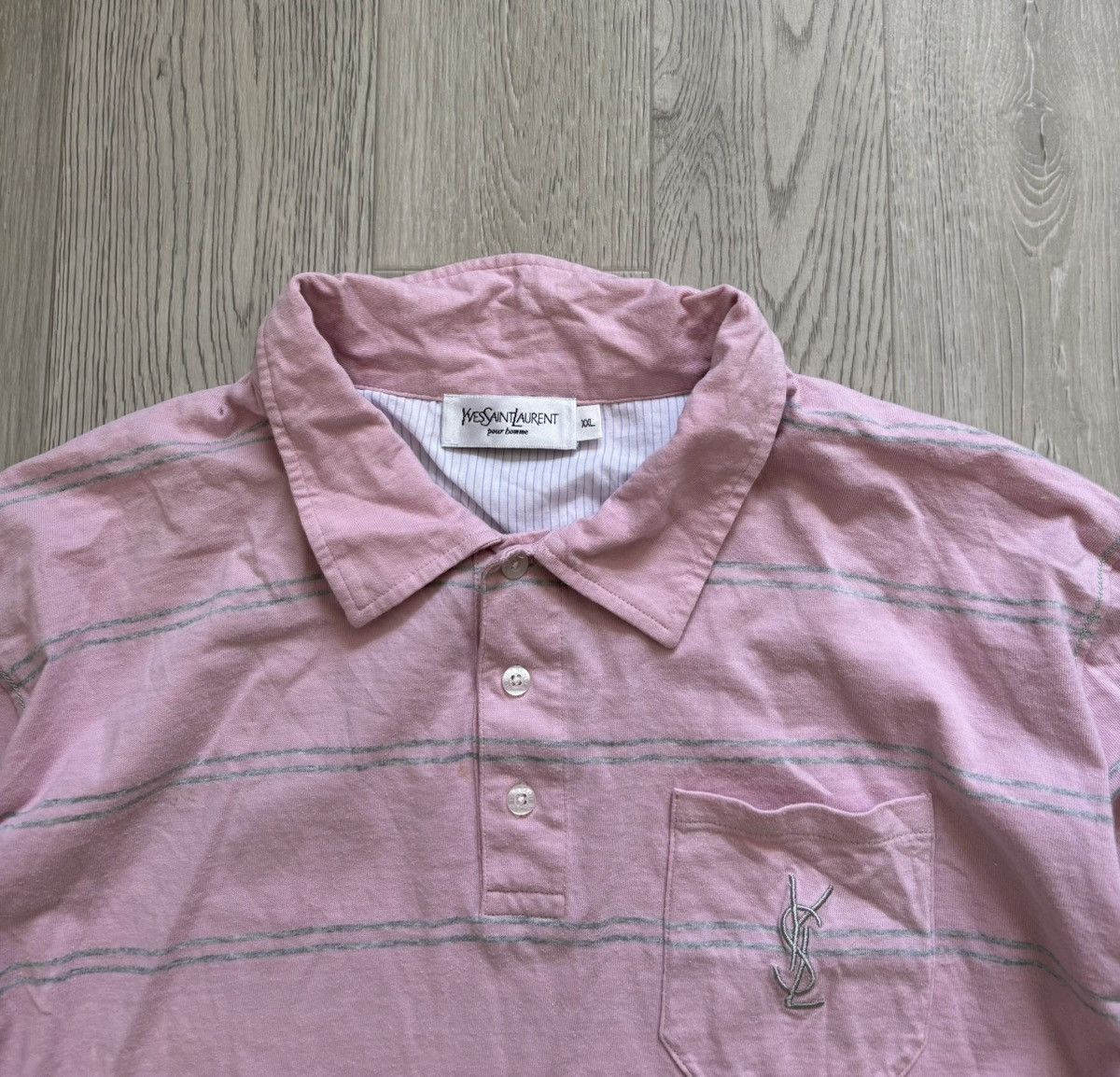 Vintage × Yves Saint Laurent Vintage Yves Saint Laurent YSL Polo T Shirt Striped Size US XL / EU 56 / 4 - 3 Thumbnail