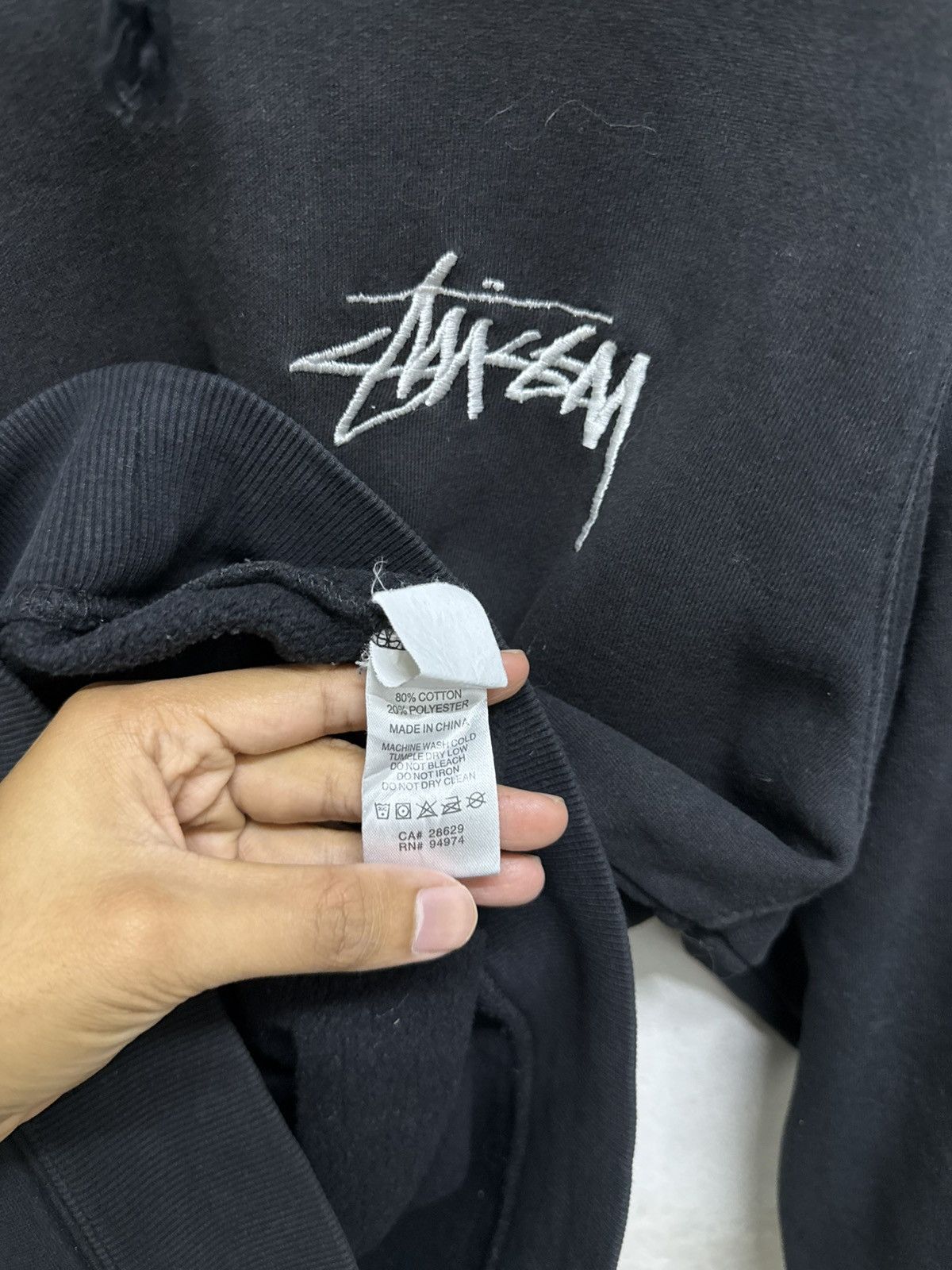 Stussy 2000s Distressed Stussy Signature Sun Faded Hoodie Size US M / EU 48-50 / 2 - 8 Thumbnail