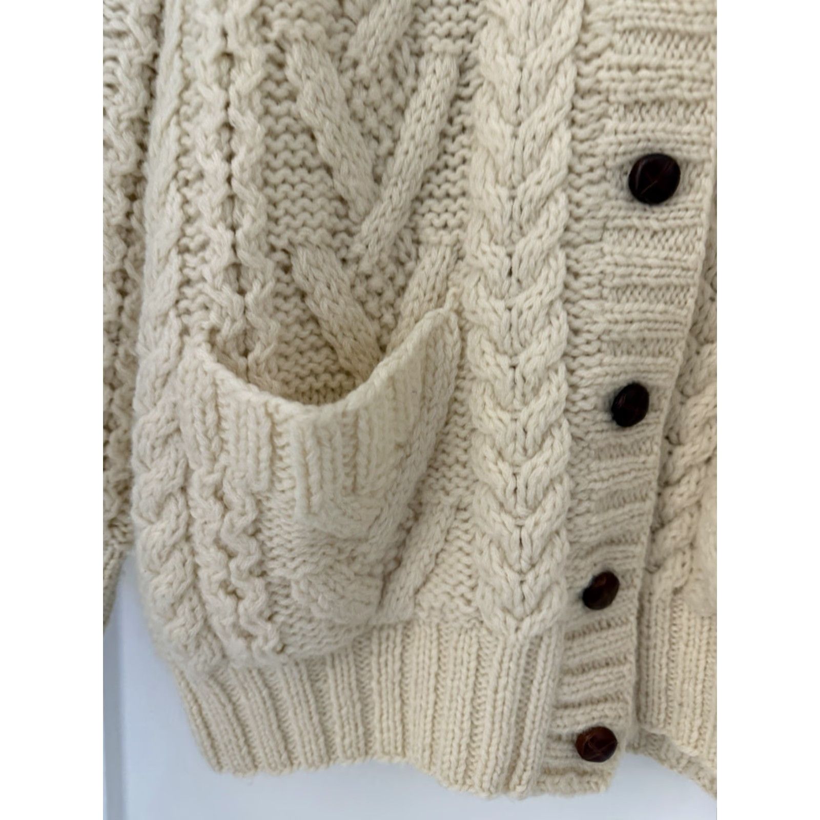THE GREAT The Great Plain Cardigan Sweater Wool Ivory Pockets Button Down M Womens Size M / US 6-8 / IT 42-44 - 4 Thumbnail