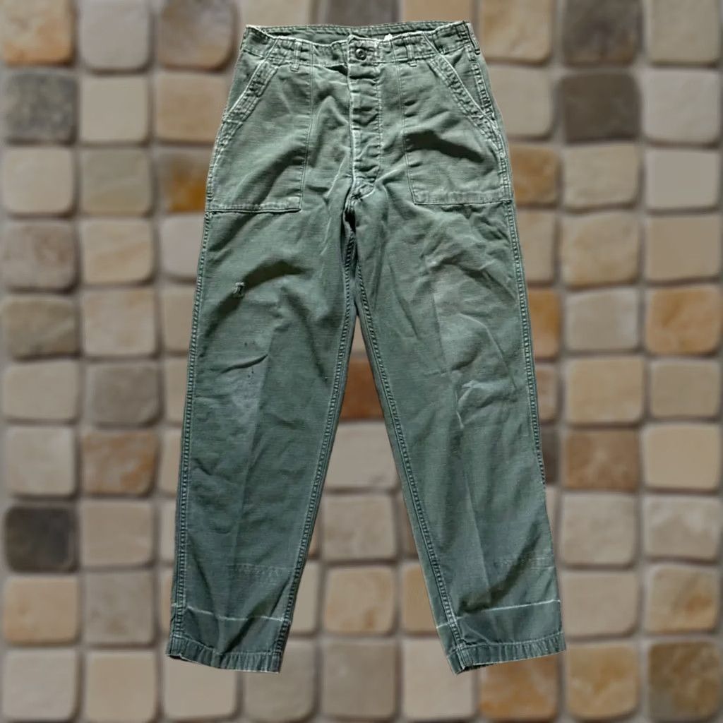 Vintage VINTAGE Military OG-107 HBT Trouser Pants 32X30 Regular Men Green 70s Distressed Trousers Size US 32 / EU 48 - 1 Thumbnail