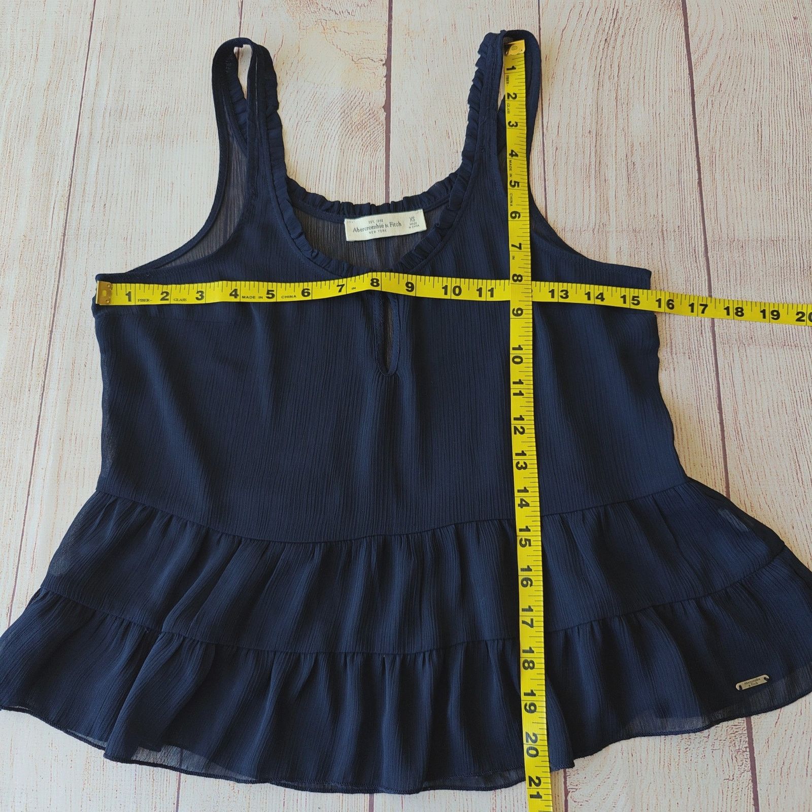 Abercrombie & Fitch Abercrombie & Fitch Sheer Peplum Navy Tank Top sz XS Size XS / US 0-2 / IT 36-38 - 8 Thumbnail
