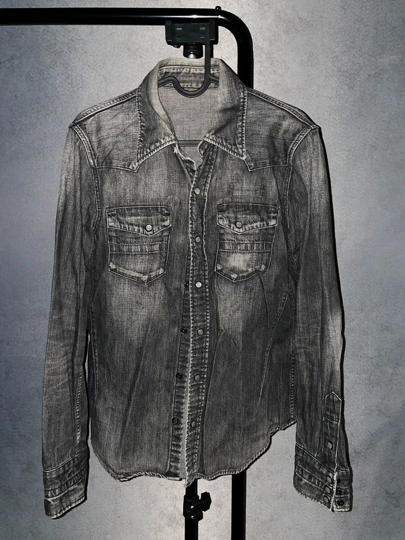 Number (N)ine Number (N)ineBlack and gray washed old shirts denim shirts Size US M / EU 48-50 / 2 - 1 Thumbnail