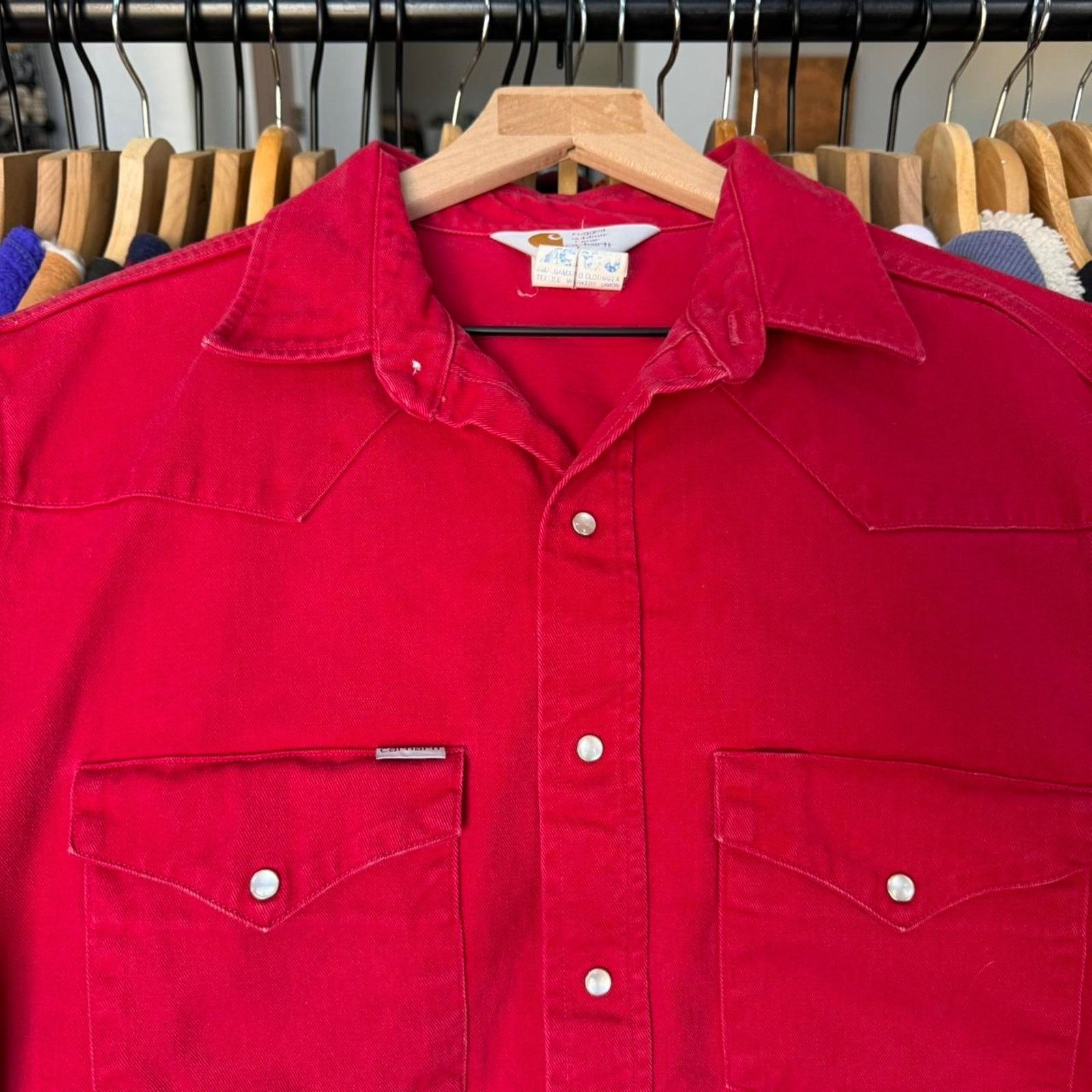 Carhartt Vintage 90s Union Made Carhartt Western Pearl Snap Size US XL / EU 56 / 4 - 5 Thumbnail