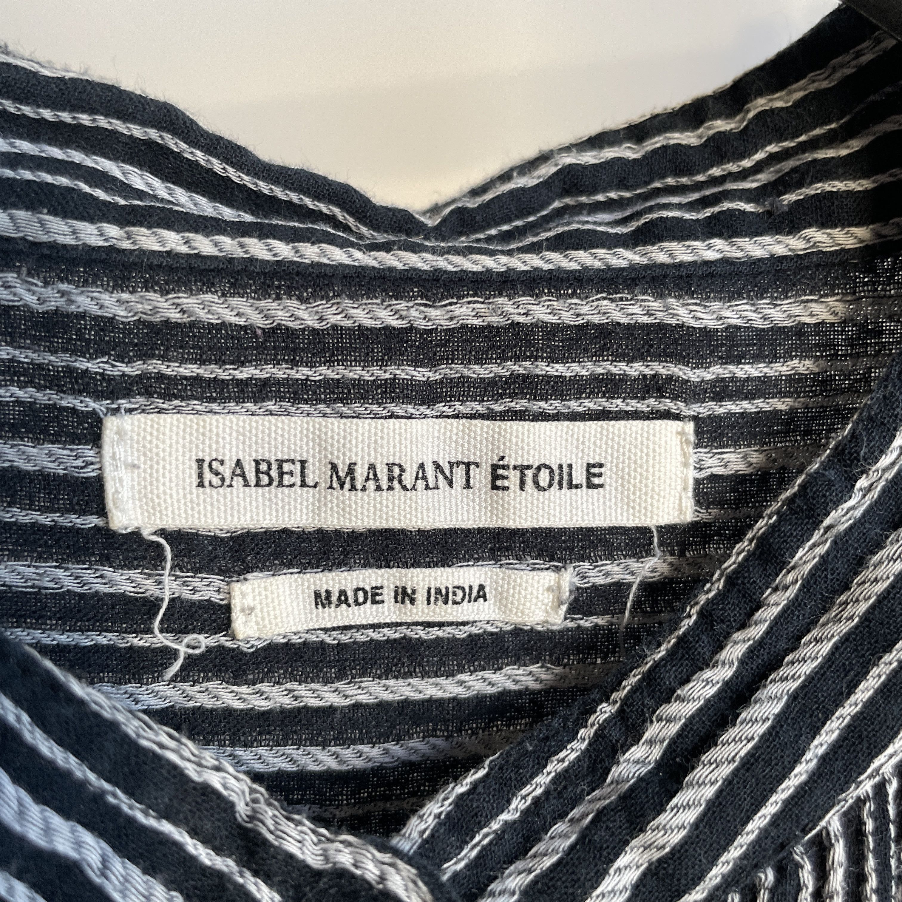 Isabel Marant Etoile Isabel Marant Etoile Collarless Striped Grandad Blouse Size XS / US 0-2 / IT 36-38 - 10 Thumbnail