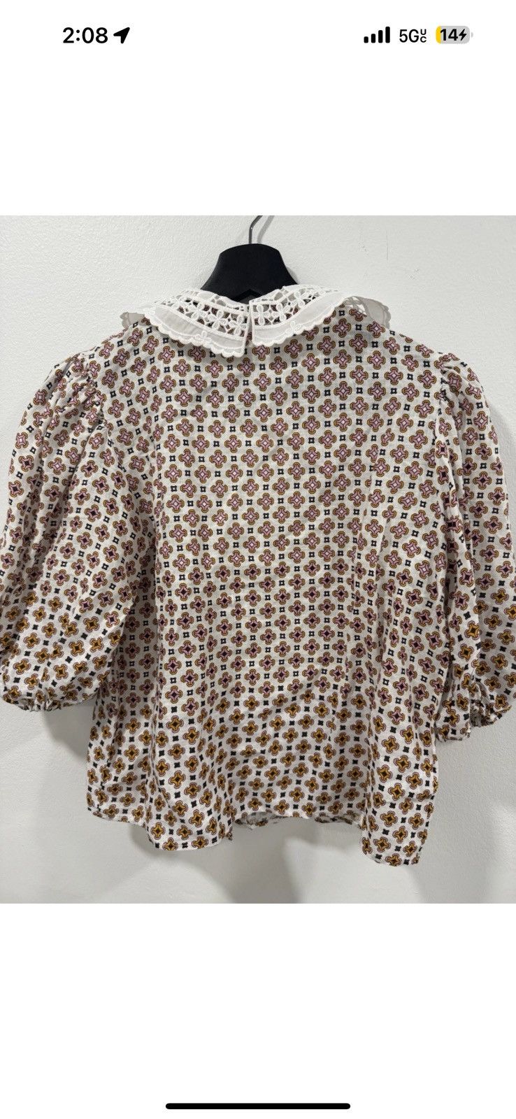 Maje MAJE Cosange Embroidered Collar Printed Linen Shirt size 2 Size XS / US 0-2 / IT 36-38 - 4 Thumbnail