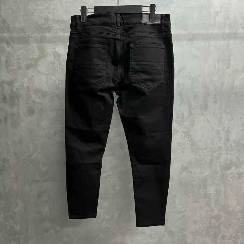 Amiri Amiri Black Solid Diamond Design Patchwork Denim Pants Size US 33 - 2 Thumbnail