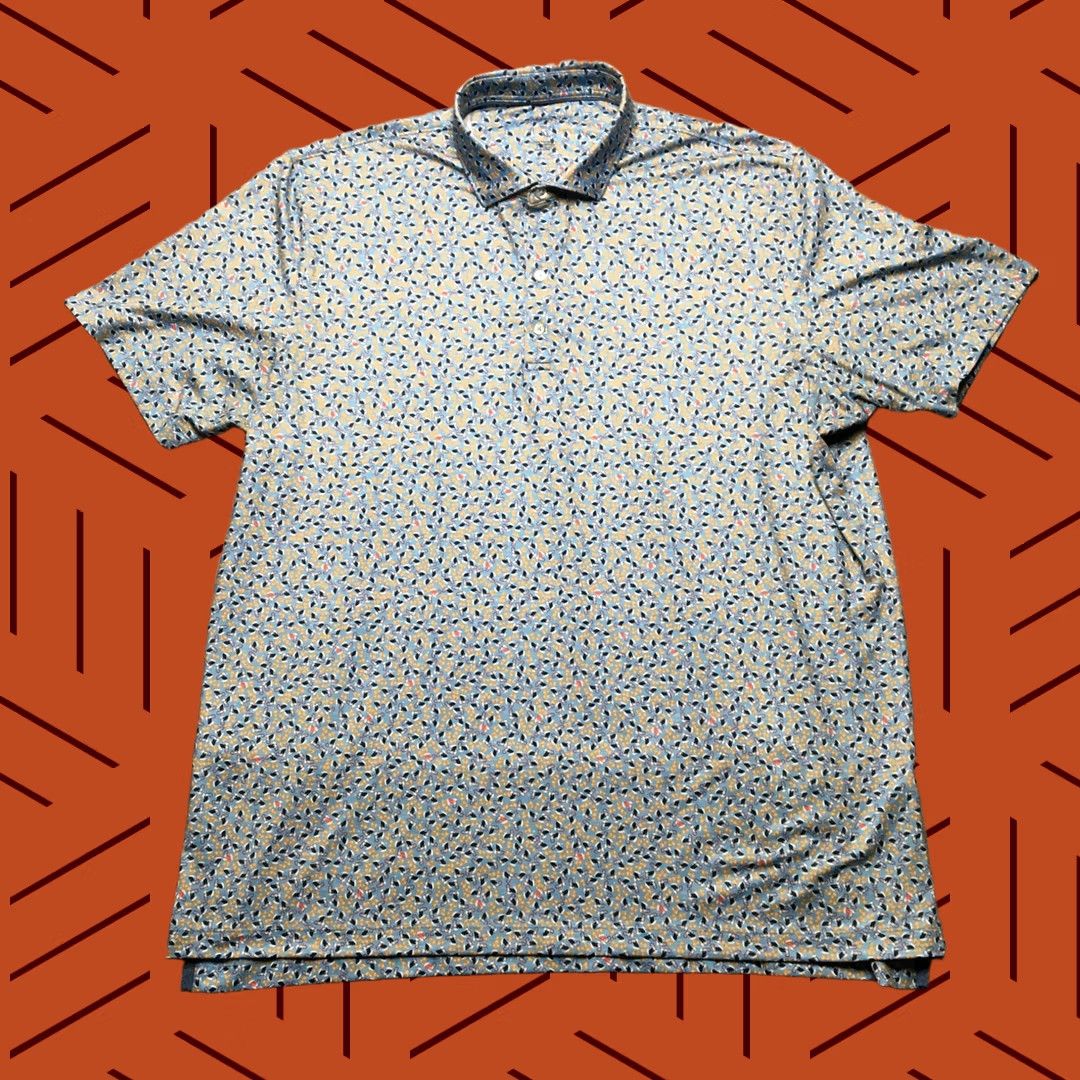 johnnie-O johnnie-O Polo Shirt Mens XL Blue Duck Snorkel Golf UPF 50 Stretch Performance Polo Shirt Snorkel Print Blue Shirt Mens XL Size US XL / EU 56 / 4 - 1 Thumbnail