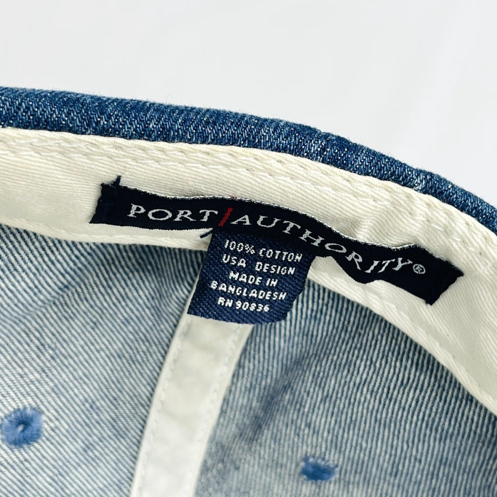 Port Authority Port Authority Denim Strapback Baseball Cap Lions Adjustable Unisex Adults Blue Cotton Denim 90s Outdoor Animals Cowboy Casual Travel Workwear Cap Size ONE SIZE - 6 Thumbnail