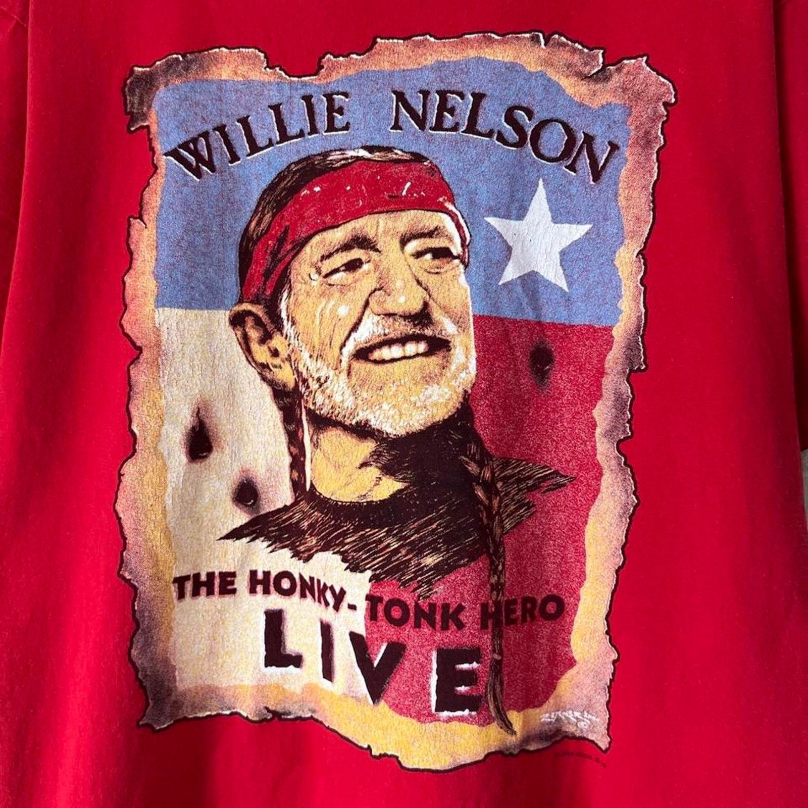 Vintage Vintage 00s Willie Nelson Tee | Honky Tonk Hero | Size L Size US L / EU 52-54 / 3 - 4 Thumbnail