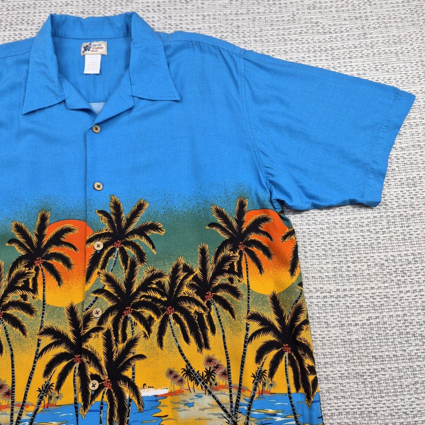 Cherokee Cherokee Button Up Shirt Mens Large Waikiki Hawaiian Sunset Aloha Short Sleeve Blue 80s 90s Beach Tropical Shirt Mens L Size US L / EU 52-54 / 3 - 2 Thumbnail