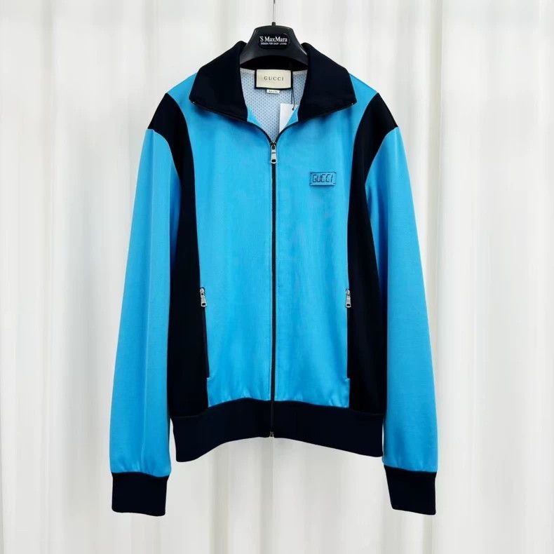 Gucci Gucci Blue tiger-head embroidered zip jacket | Grailed