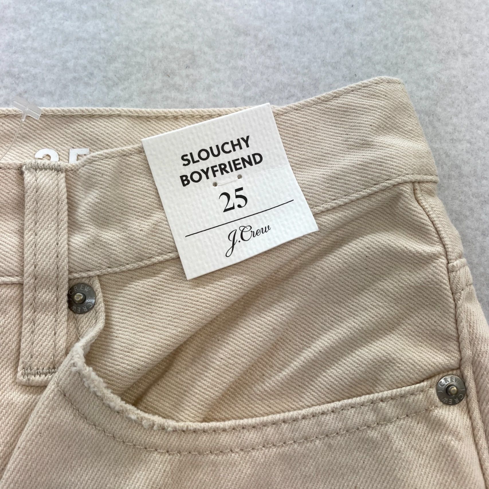 J.Crew J.CREW Jeans Slouchy Boyfriend 25 Beige Denim Ankle Crop Women Regular Rise High Straight Leg 5-Pocket Distressed No Size 42" / US 20 - 4 Thumbnail