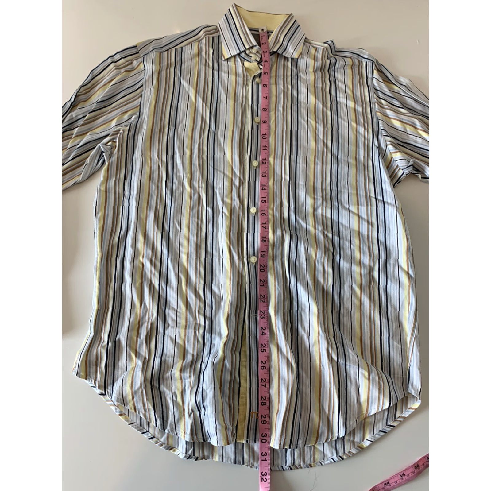 Vintage Thomas Dean & Co. Striped Button-Up Shirt M Blue Yellow Mens Long Sleeve Casual Shirt Size US M / EU 48-50 / 2 - 4 Thumbnail