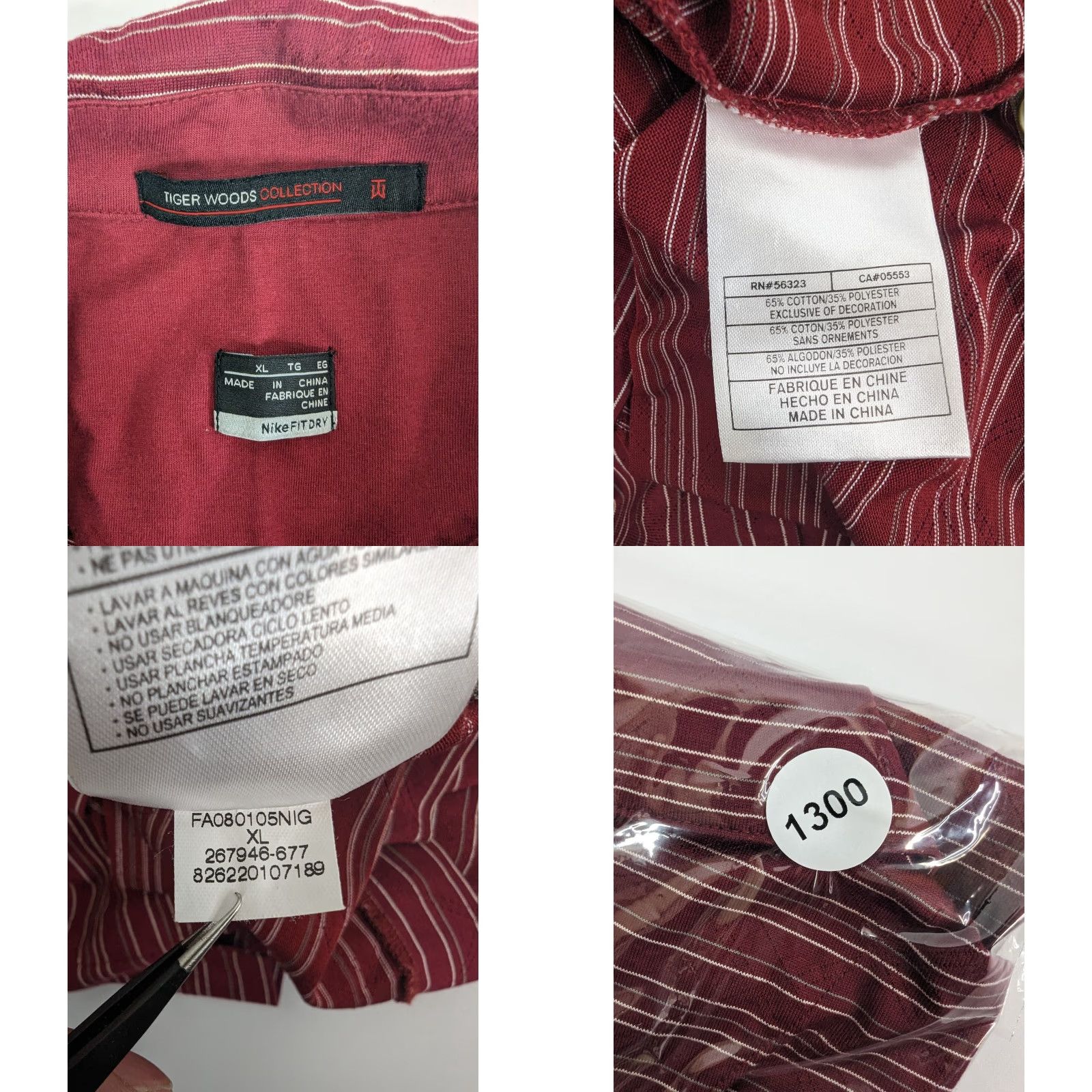 Vintage Tiger Woods Collection Polo Shirt XL Maroon Nike Fit Dry Golf Men Shirt XL Red Nike Dri-Fit Logo 267946-677 Size US XL / EU 56 / 4 - 8 Thumbnail