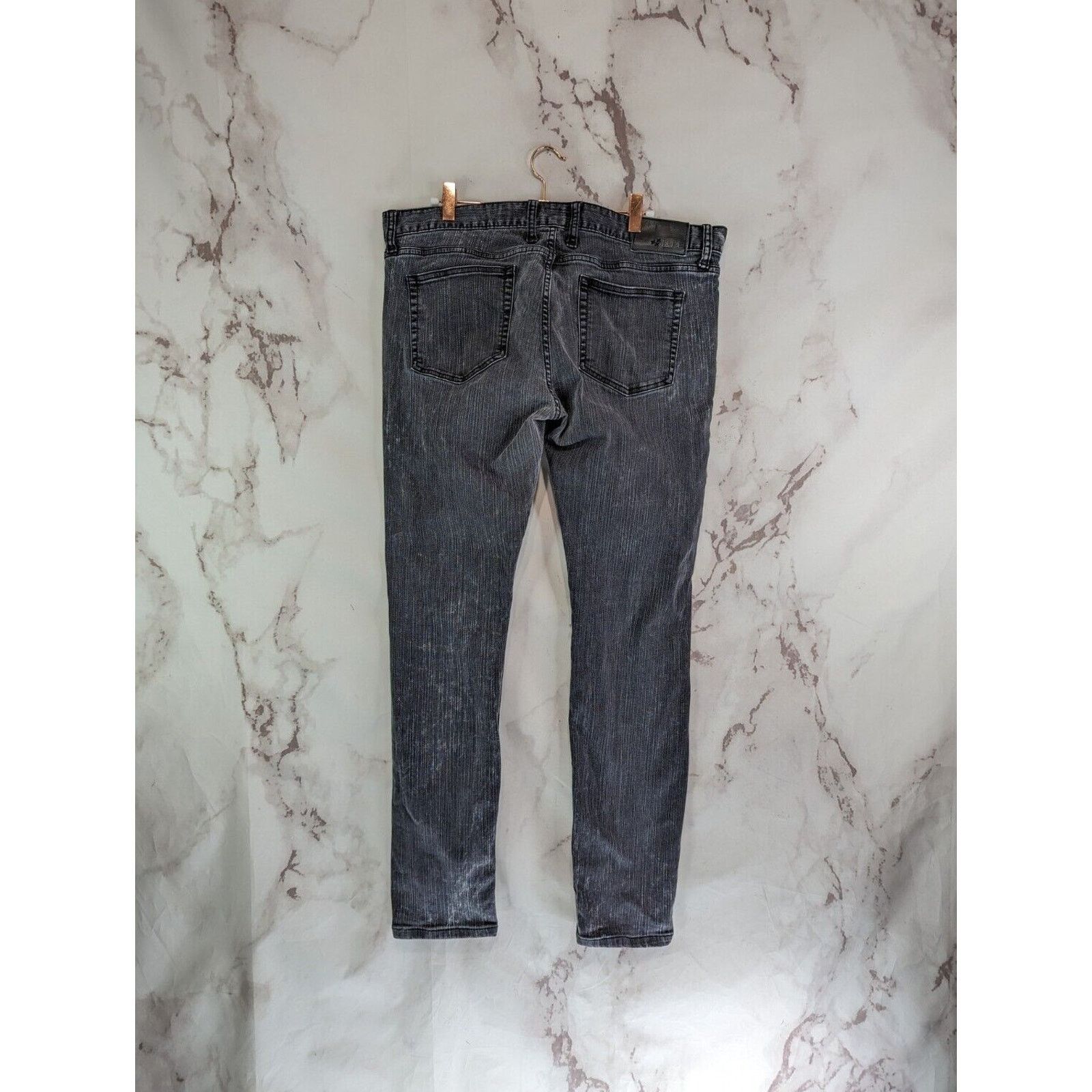 Rude Rude Jeans Mens 36 x 30 Gray Super Skinny Denim Acid Wash Size US 36 / EU 52 - 6 Thumbnail