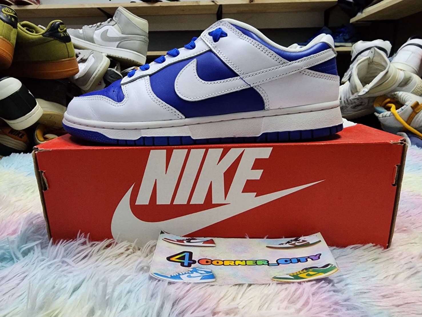 image of Nike Dunk Low Retro Racer Blue Shoes in Blue White, Men's (Size 9)