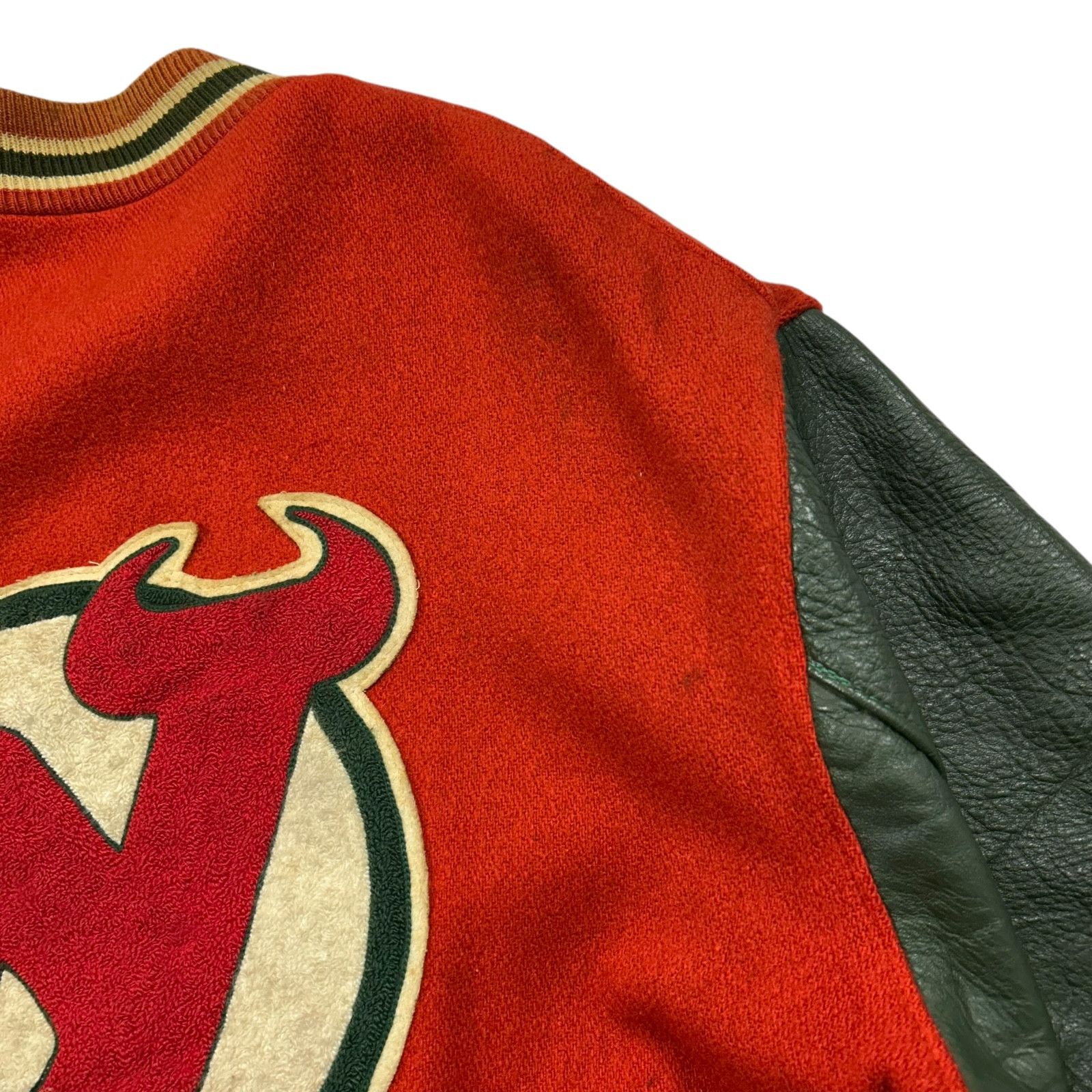 NHL VTG 90s NEW JERSEY DEVILS DELONG VARSITY JACKET LEATHER WOOL Size US XL / EU 56 / 4 - 10 Thumbnail