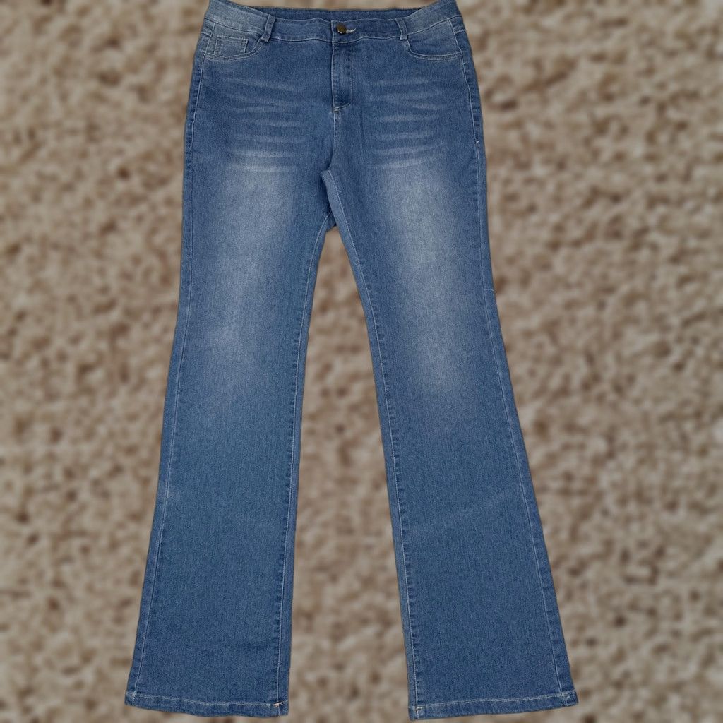 Denime JJC Jeans Womens 1X Blue Denim Bootcut Stretch Mid Rise Classic Casual Pants Jeans Size 40" / US 18 - 1 Thumbnail