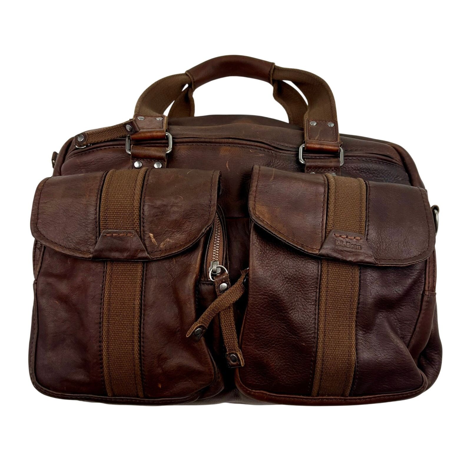 L.L. Bean L.L.Bean Brown Leather Messenger Laptop Bag Utility Carryall Size ONE SIZE - 1 Thumbnail