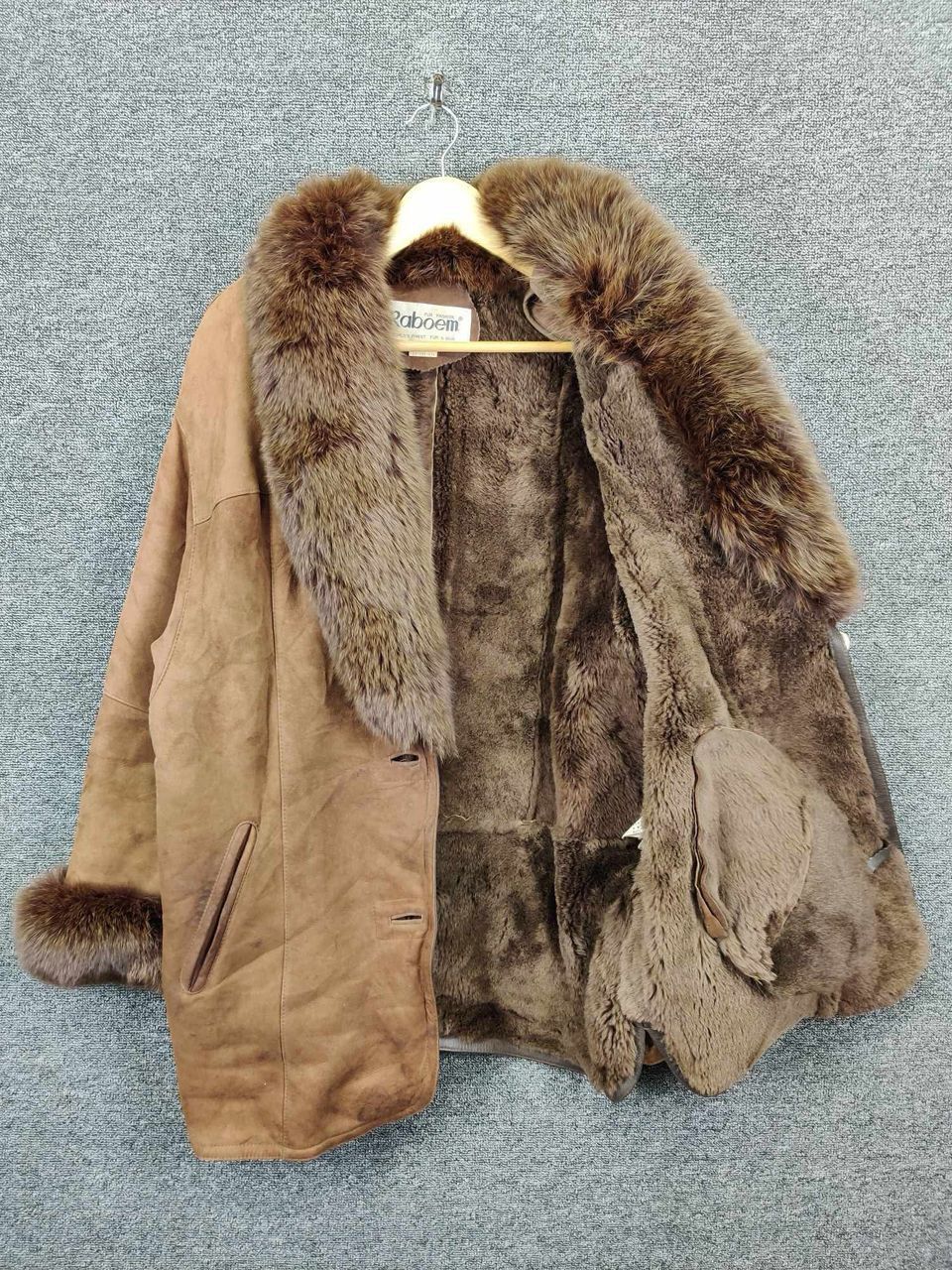 Leather Vintage Roboem Faux Fur Sheepskin Suede Leather Coat Size US L / EU 52-54 / 3 - 7 Thumbnail