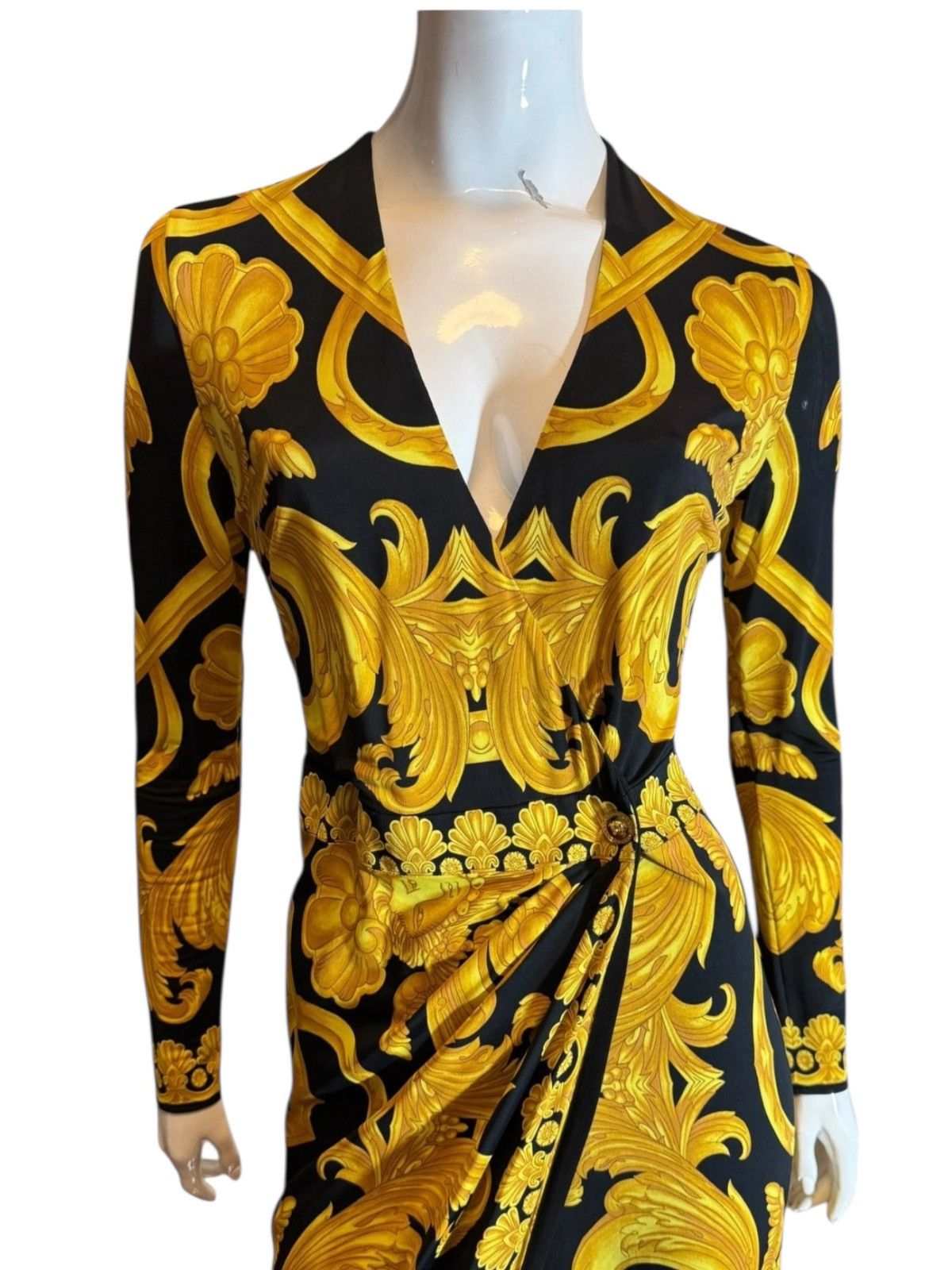 Versace Versace Baroque Jersey Dress w/ Draping & Slit Size M / US 6-8 / IT 42-44 - 2 Thumbnail
