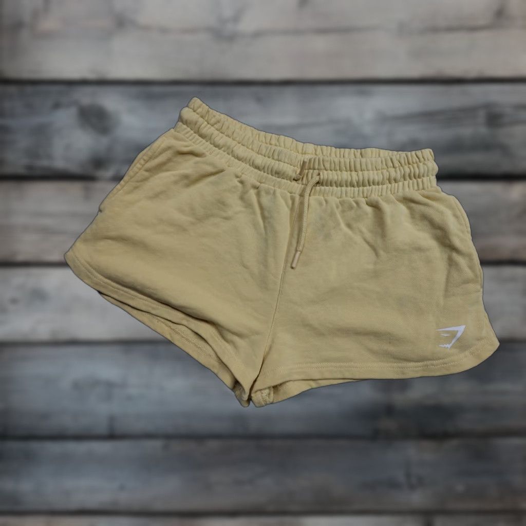 Gymshark Gymshark Shorts Womens Small Yellow Terry Drawstring Athletic Lounge Fitness Size 28" / US 6 / IT 42 - 1 Thumbnail