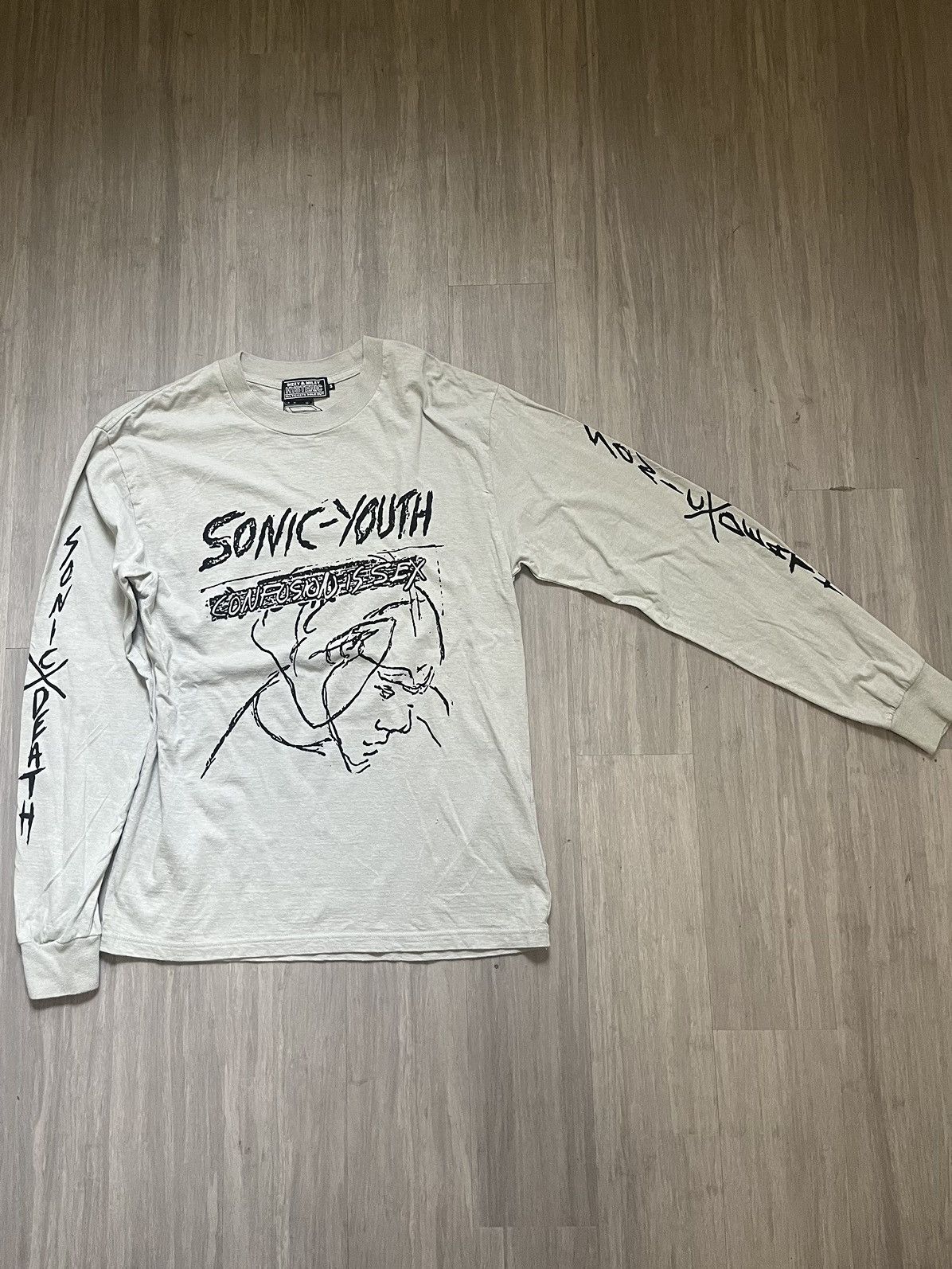 image of Sonic Youth Hysteric Glamour Long Sleeve in Grey, Men's (Size Small)