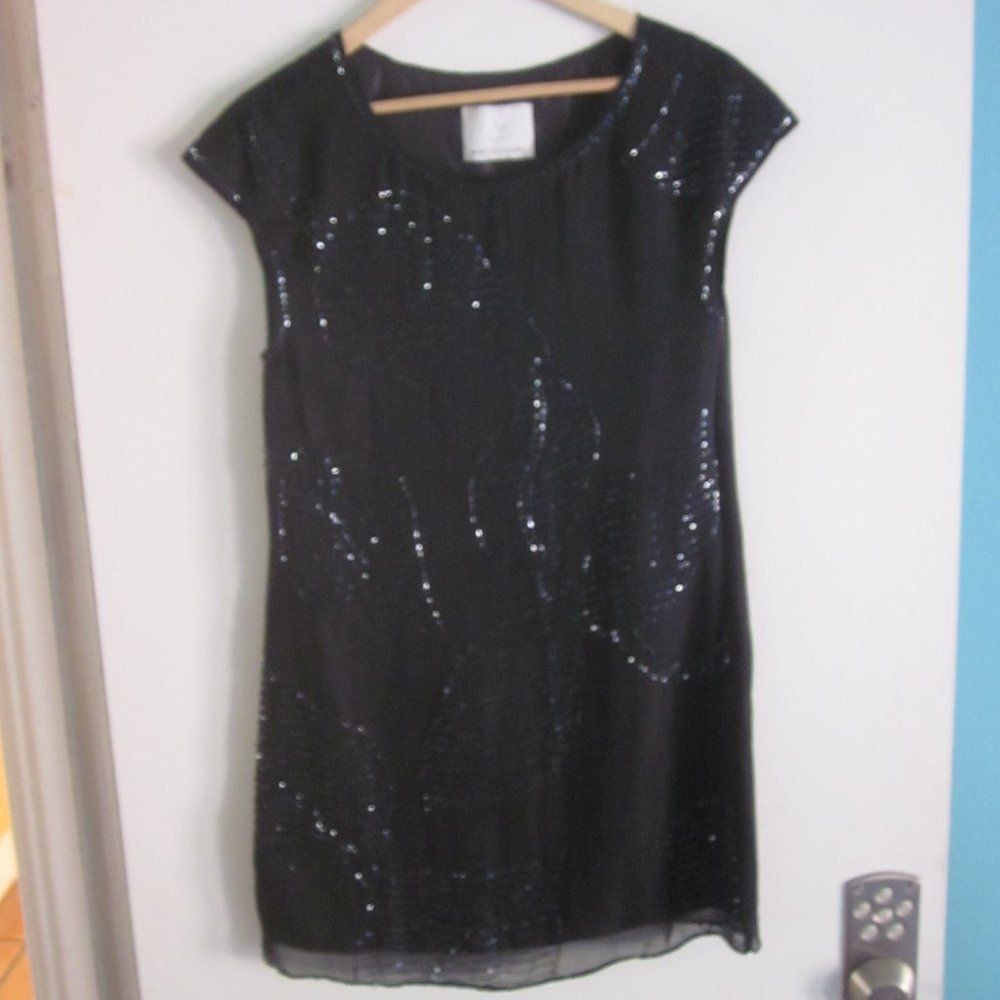 PRINCESS POLLY Bizz Princess Black Silk Dress Size S Beaded Leaf Pattern em Size S / US 4 / IT 40 - 11 Thumbnail
