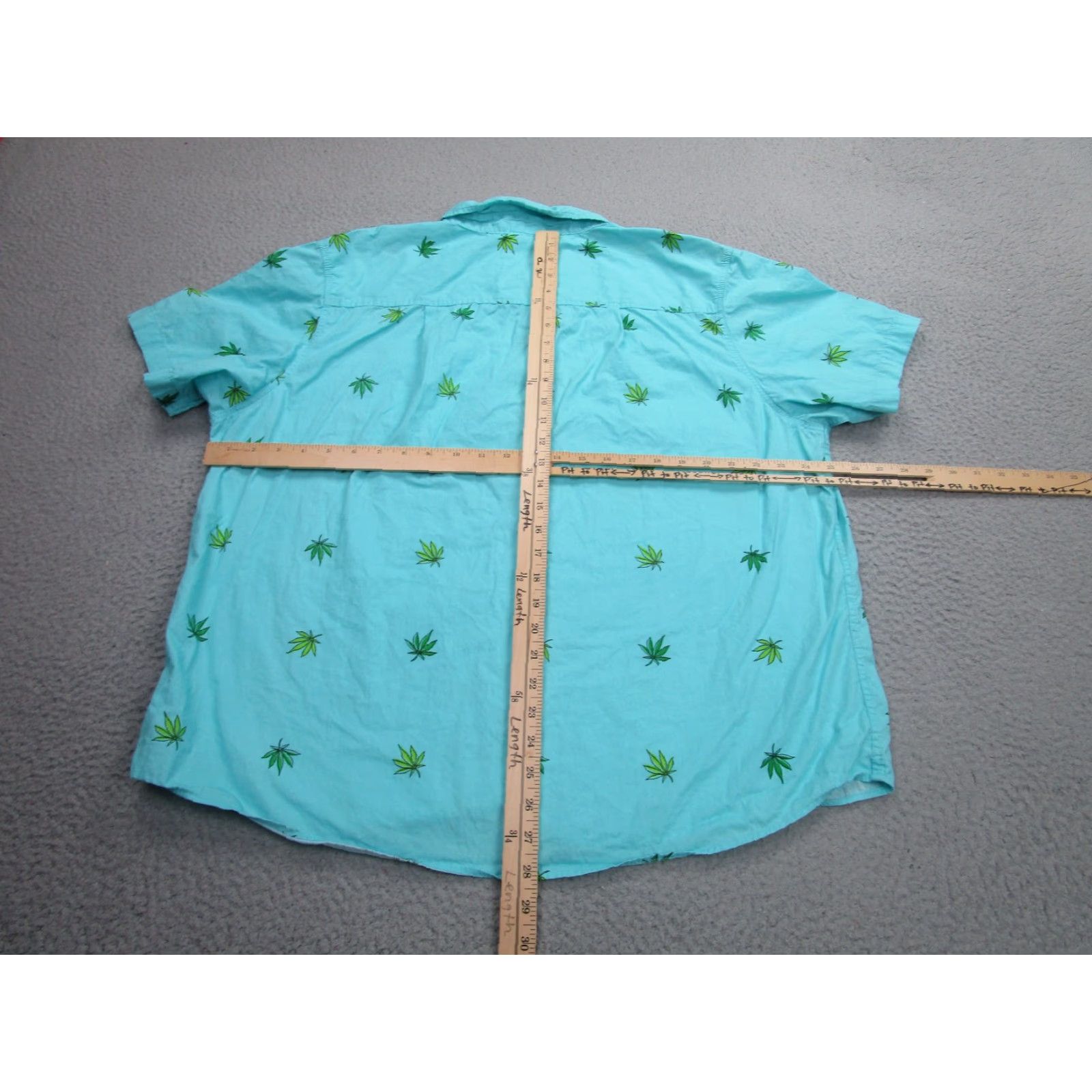 Vintage Spencers Button Up Shirt Mens XL Blue Marijuana Leaf Print Short Sleeve Casual Size US XL / EU 56 / 4 - 6 Thumbnail
