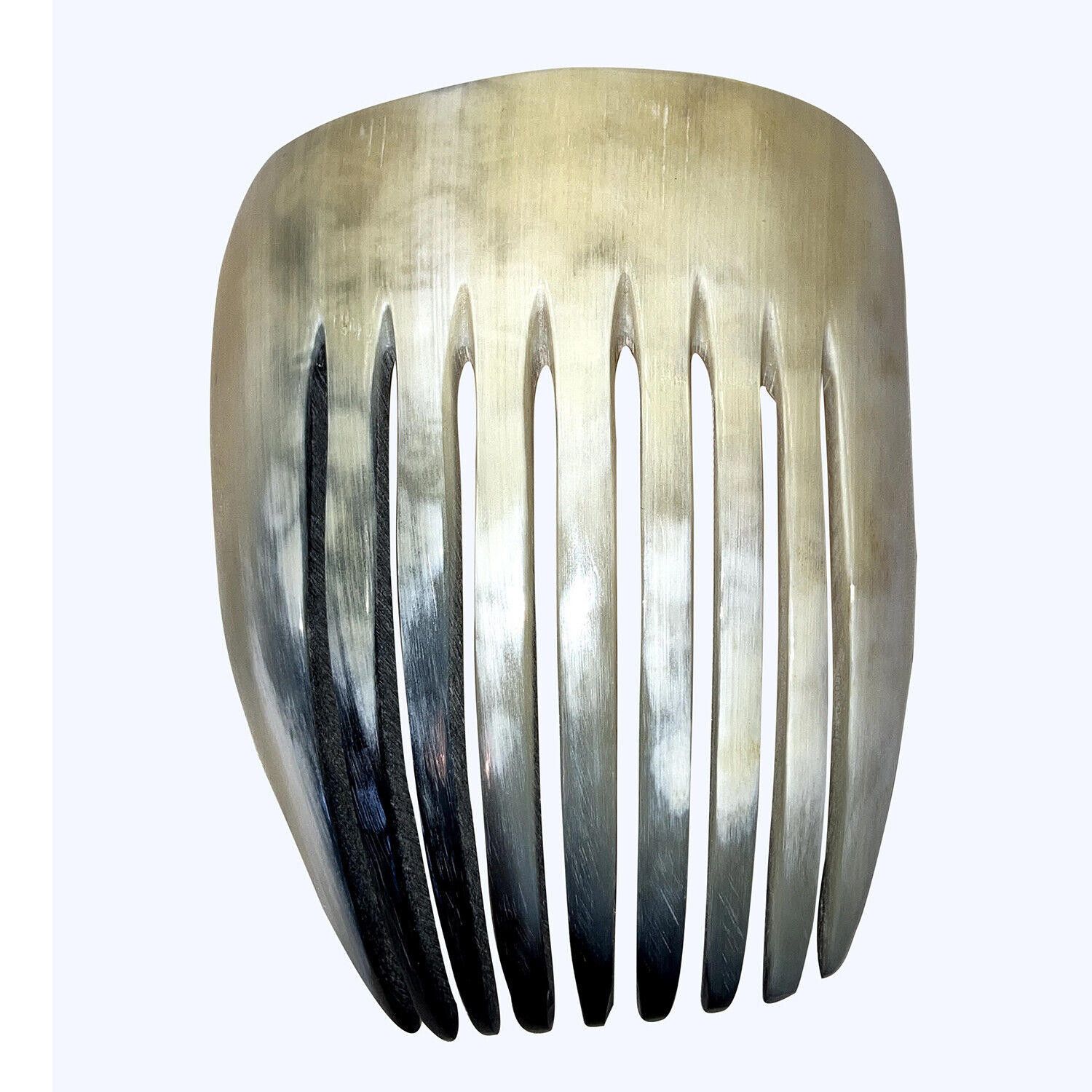 Mexican White and Black Cow Horn Decorative Hair Comb